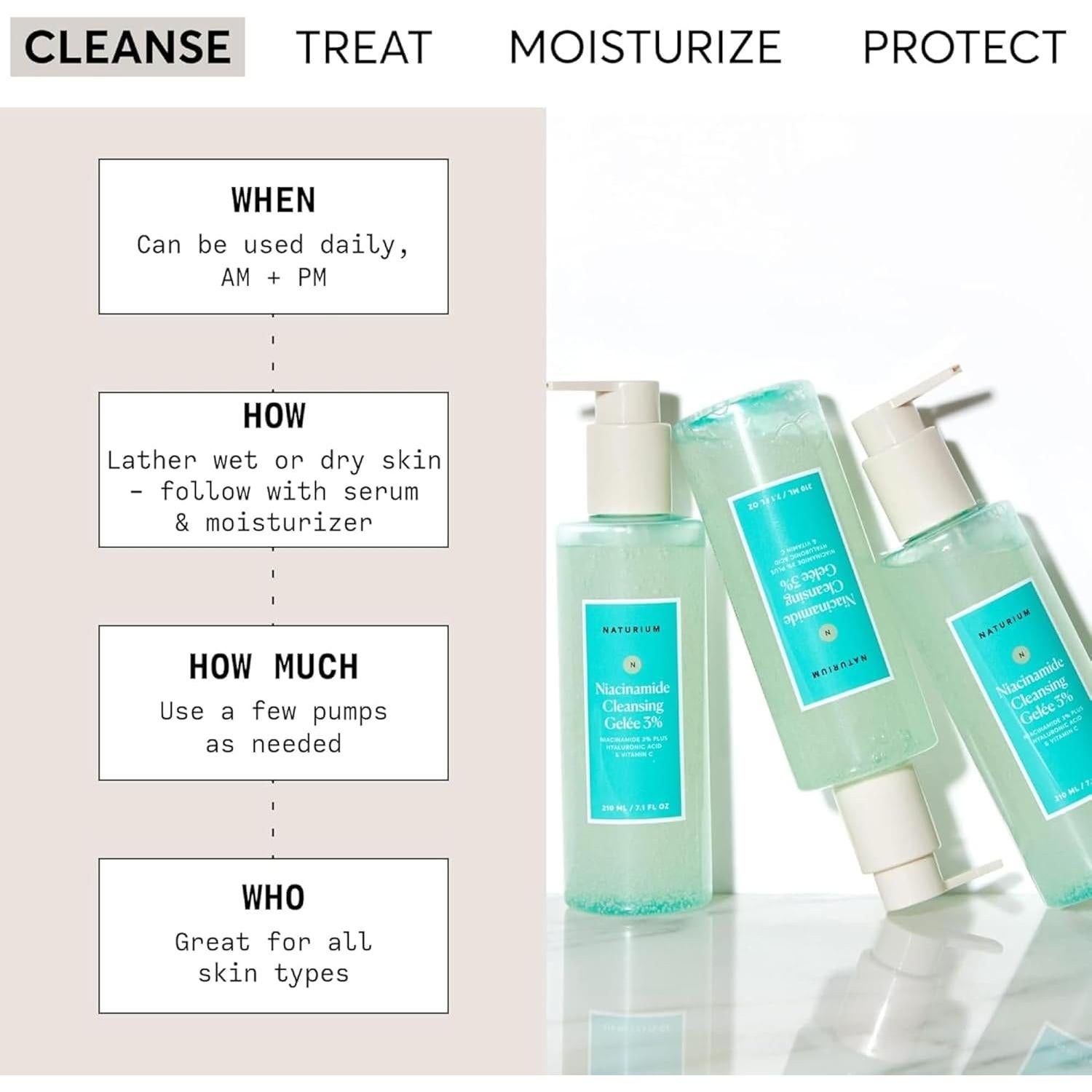 Gel Limpiador Facial Naturium 3% Niacinamida 200 g