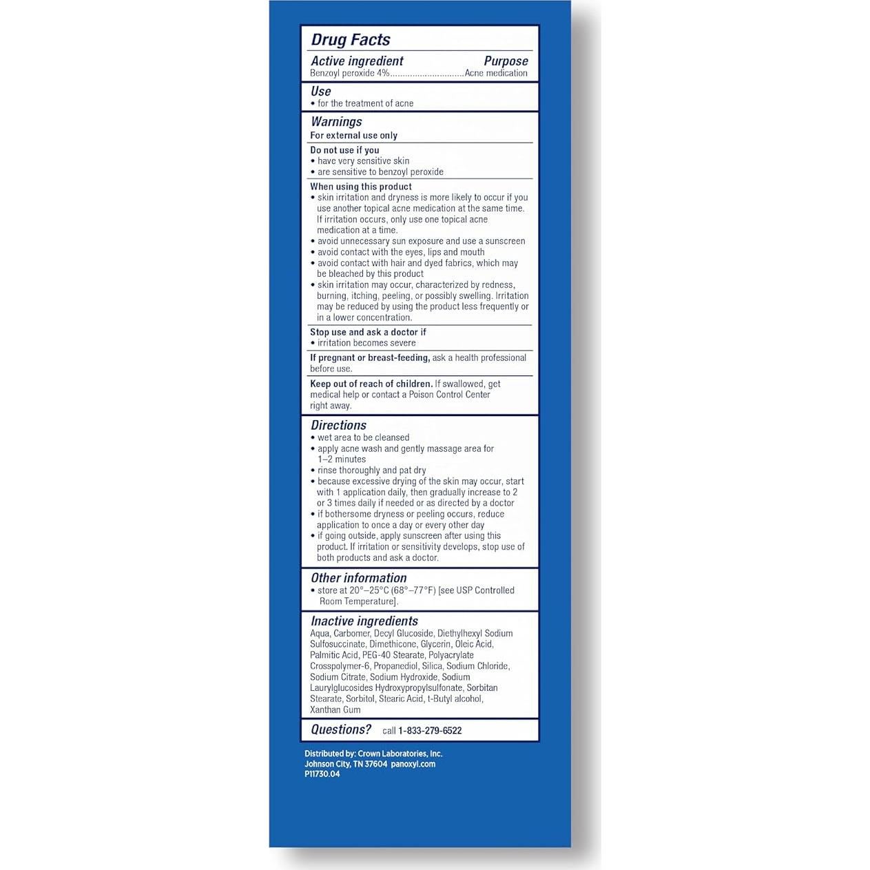 PanOxyl Lavado Crema Antimicrobiano 4% 170g para Acné