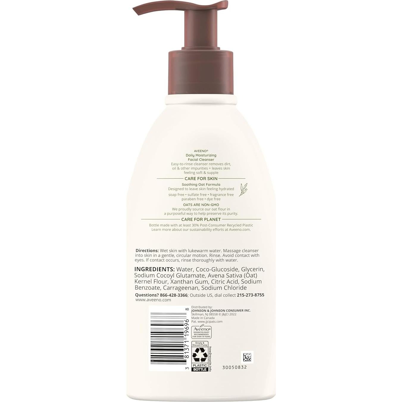 Limpiador Facial Hidratante Aveeno 355 ml Piel Seca