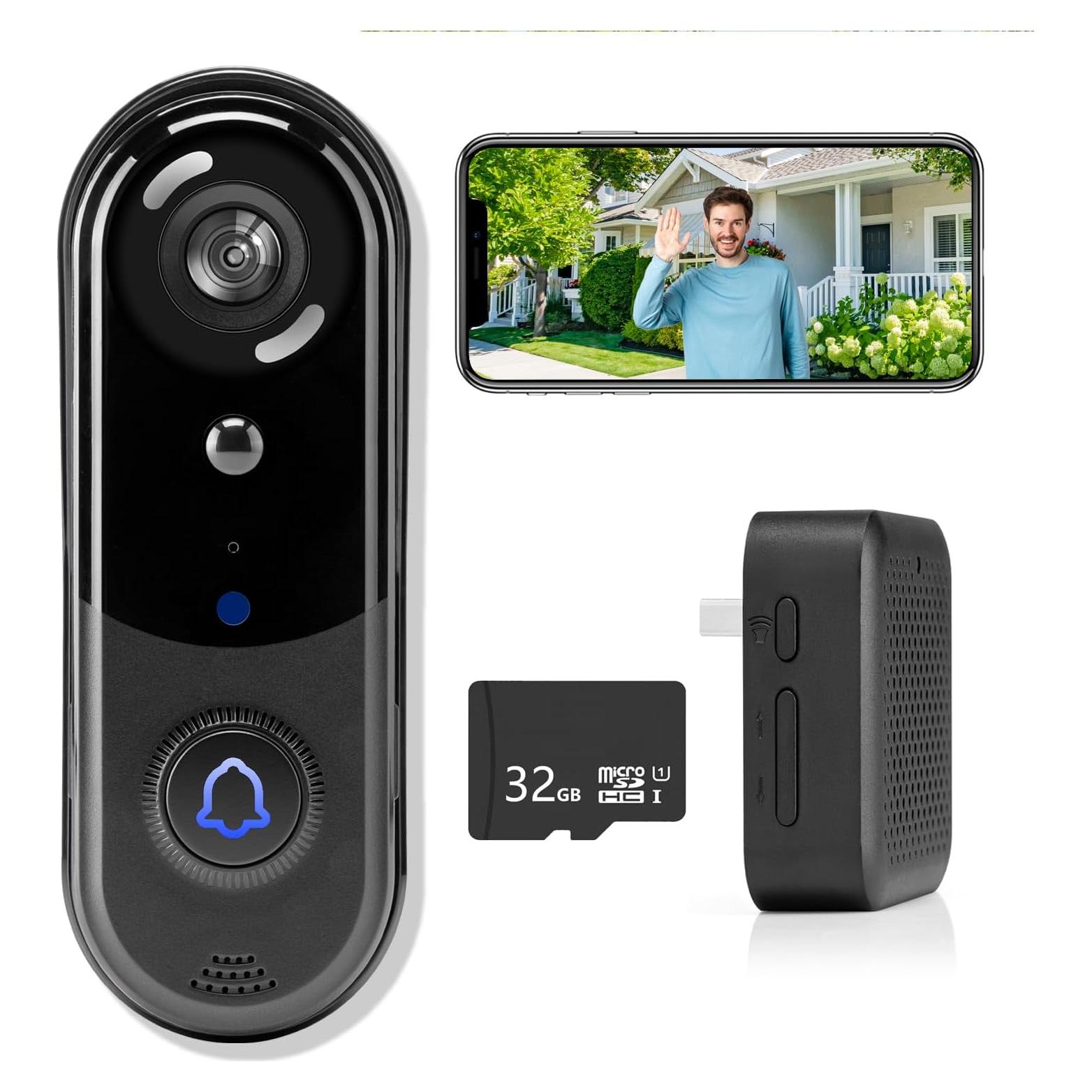 Cámara de timbre inalámbrica Eudic J1 1080P visión nocturna