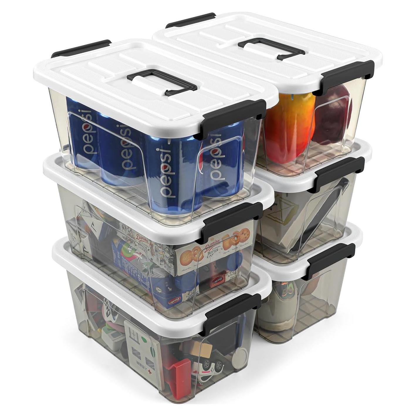 Bins de Almacenamiento NUMIFUN 6 Piezas 7L Apilables Gris