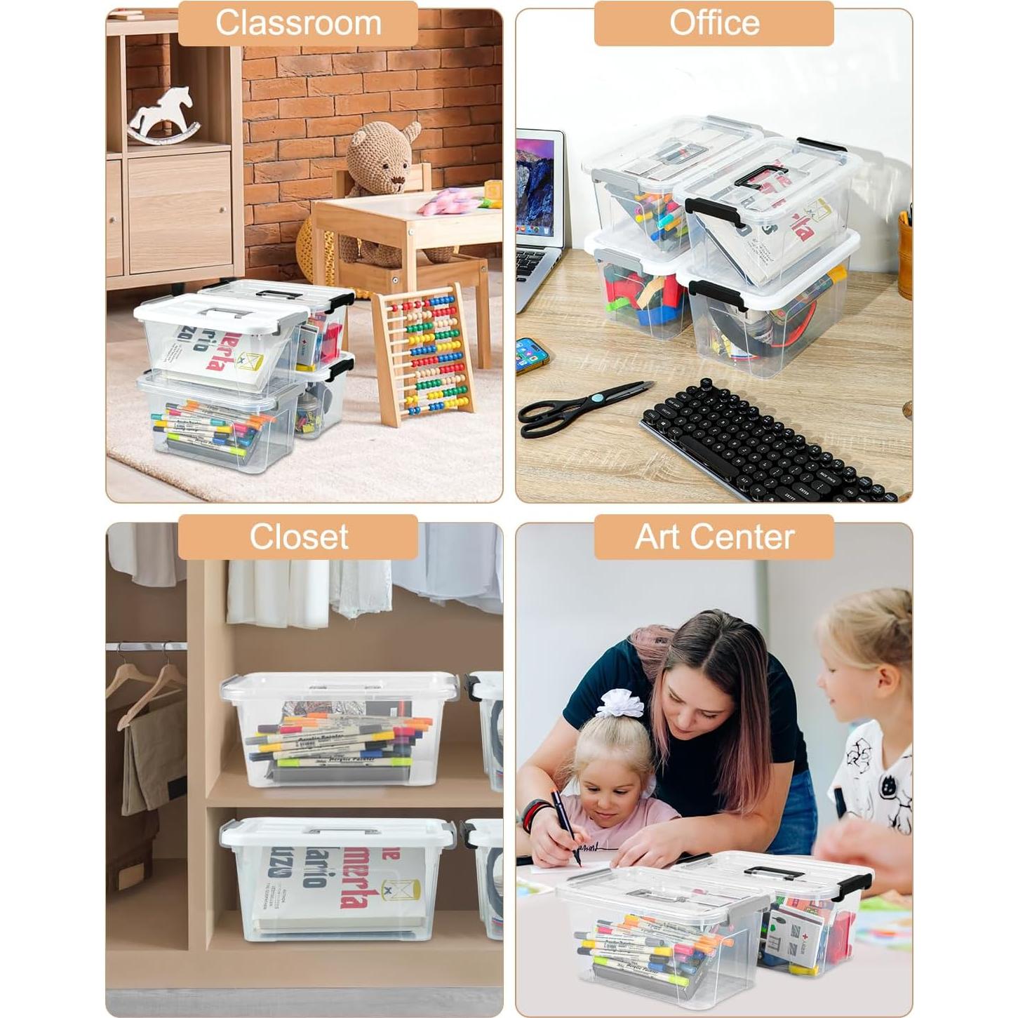 Bins de Almacenamiento NUMIFUN 6 Piezas 7L Apilables Gris