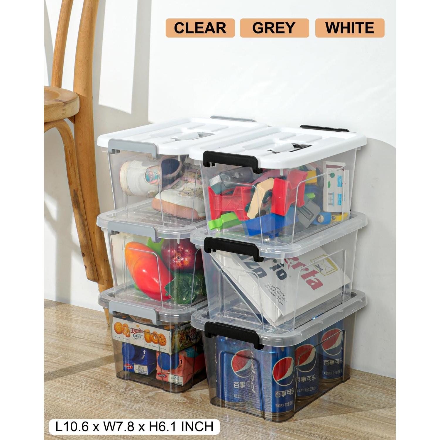 Bins de Almacenamiento NUMIFUN 6 Piezas 7L Apilables Gris