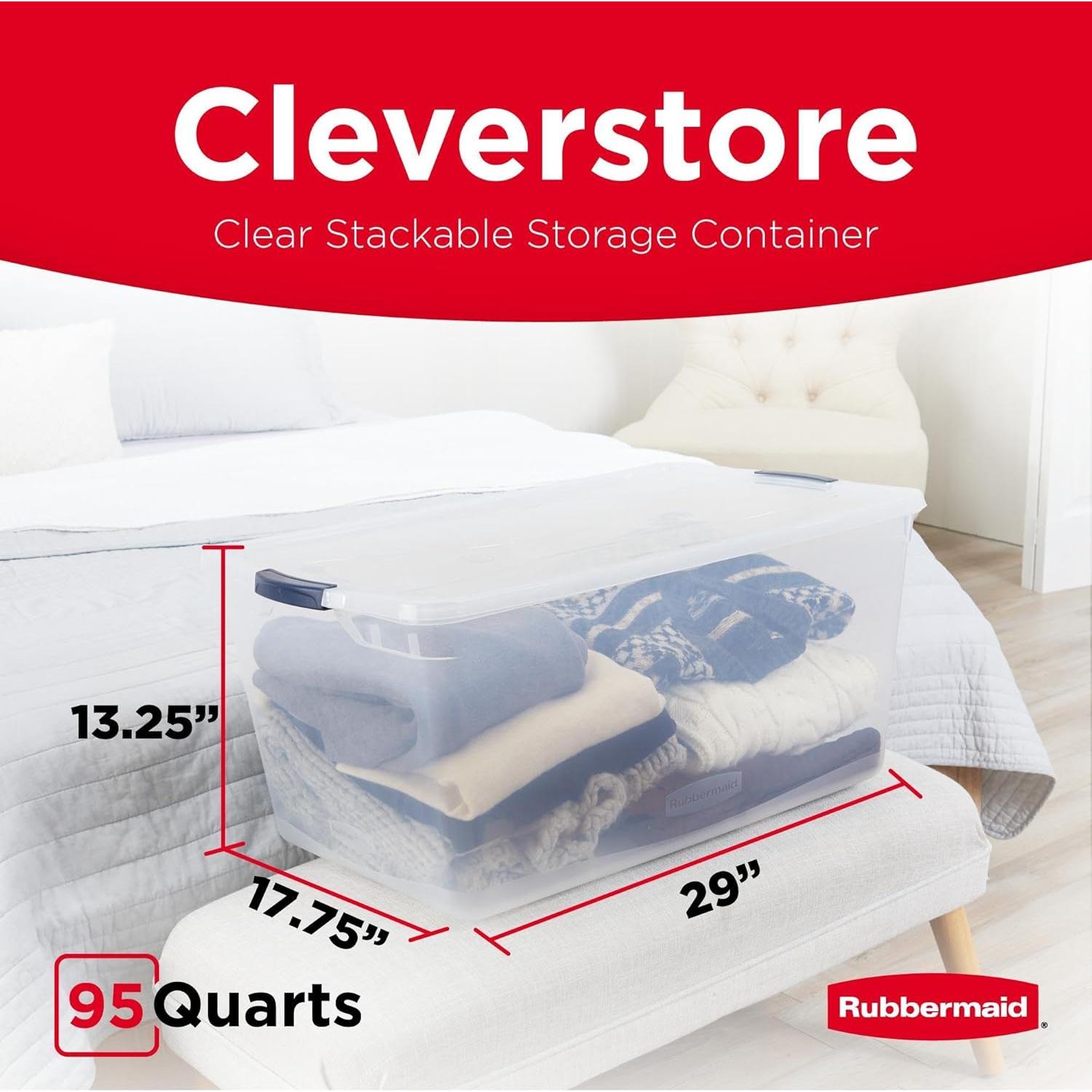 Contenedores de Almacenamiento Rubbermaid Cleverstore 95 Qt - 4 Piezas