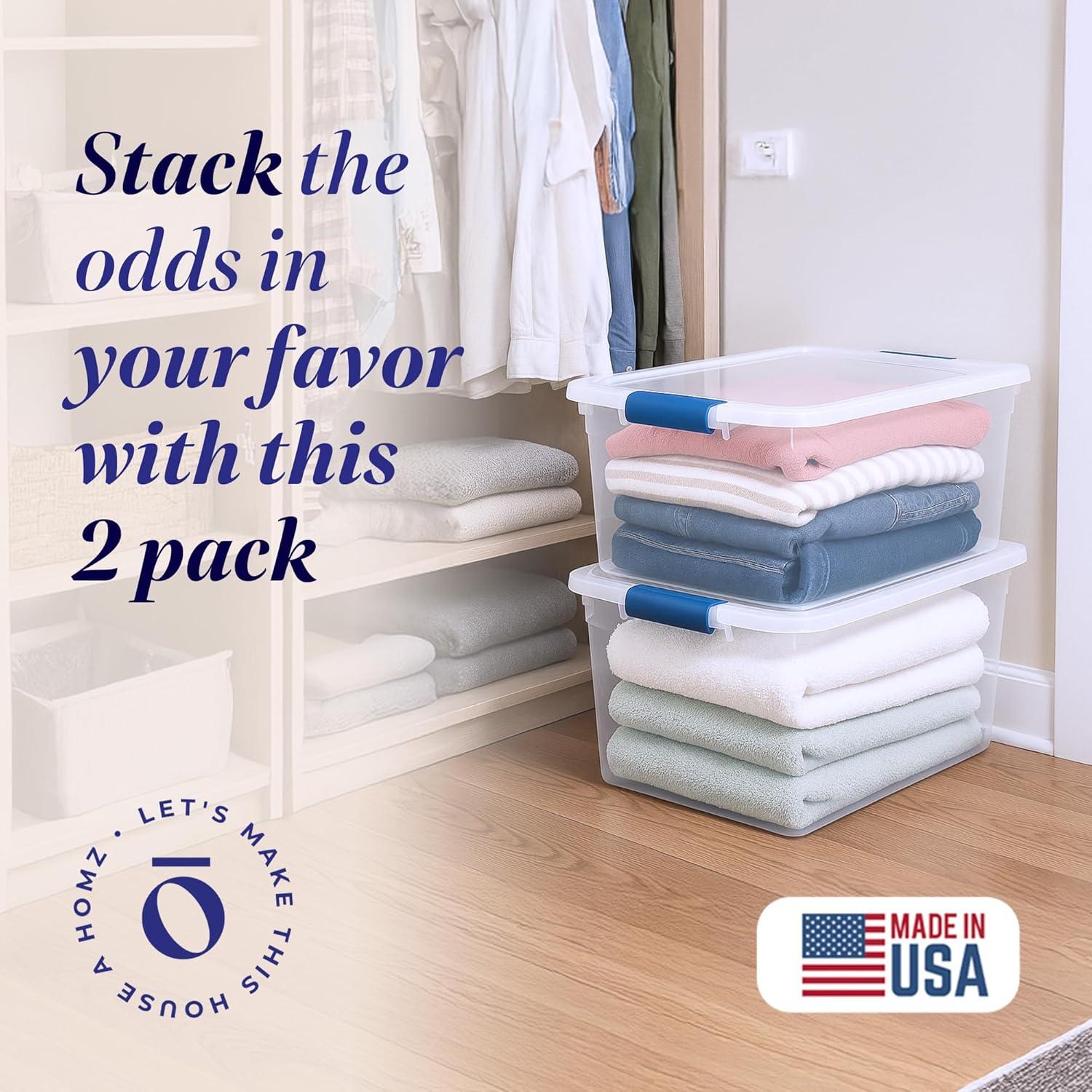 HOMZ Juego de 2 Contenedores de Almacenamiento 66 QT Azul