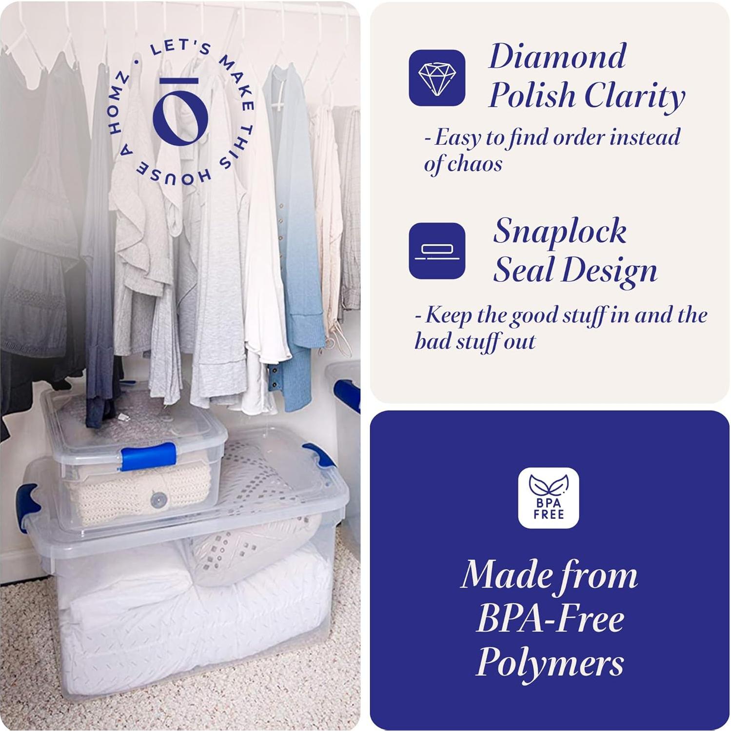 HOMZ Juego de 2 Contenedores de Almacenamiento 66 QT Azul