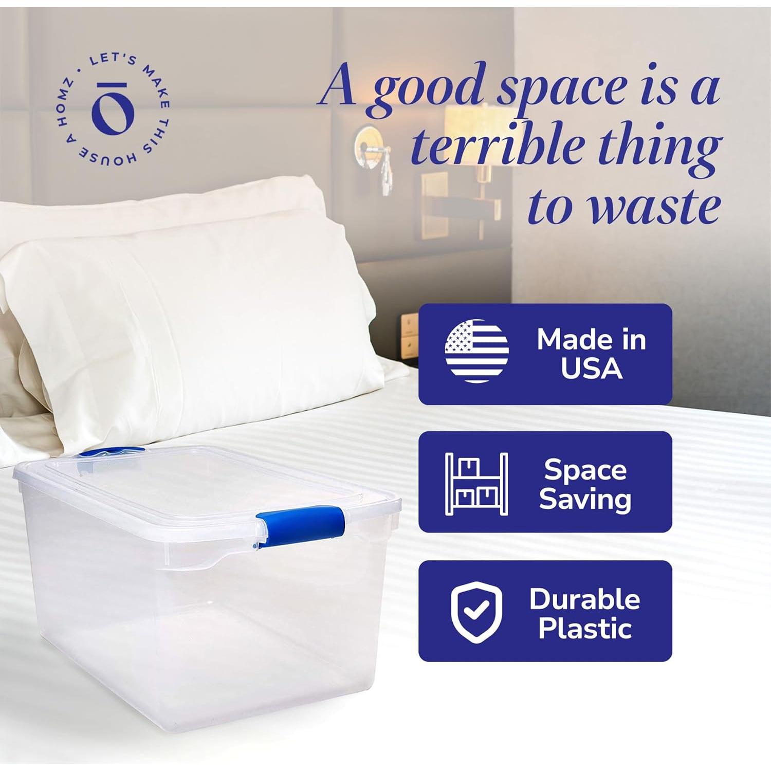 HOMZ Juego de 2 Contenedores de Almacenamiento 66 QT Azul