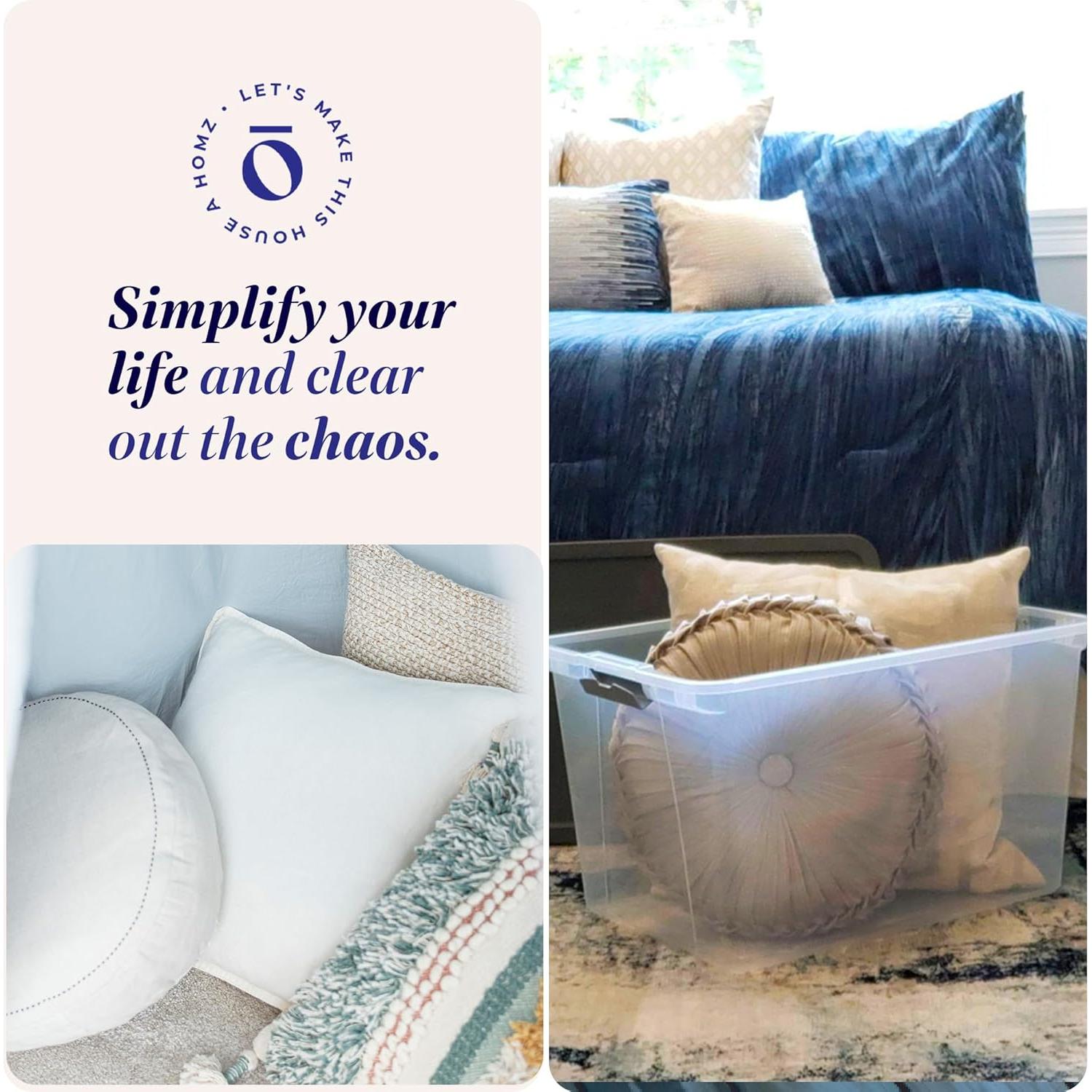 HOMZ Juego de 2 Contenedores de Almacenamiento 64L Tapa Gris