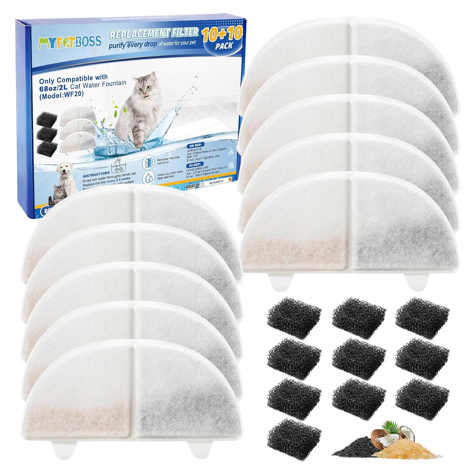 20 Filtros Reemplazo MyfatBOSS para Fuente de Agua Gatos