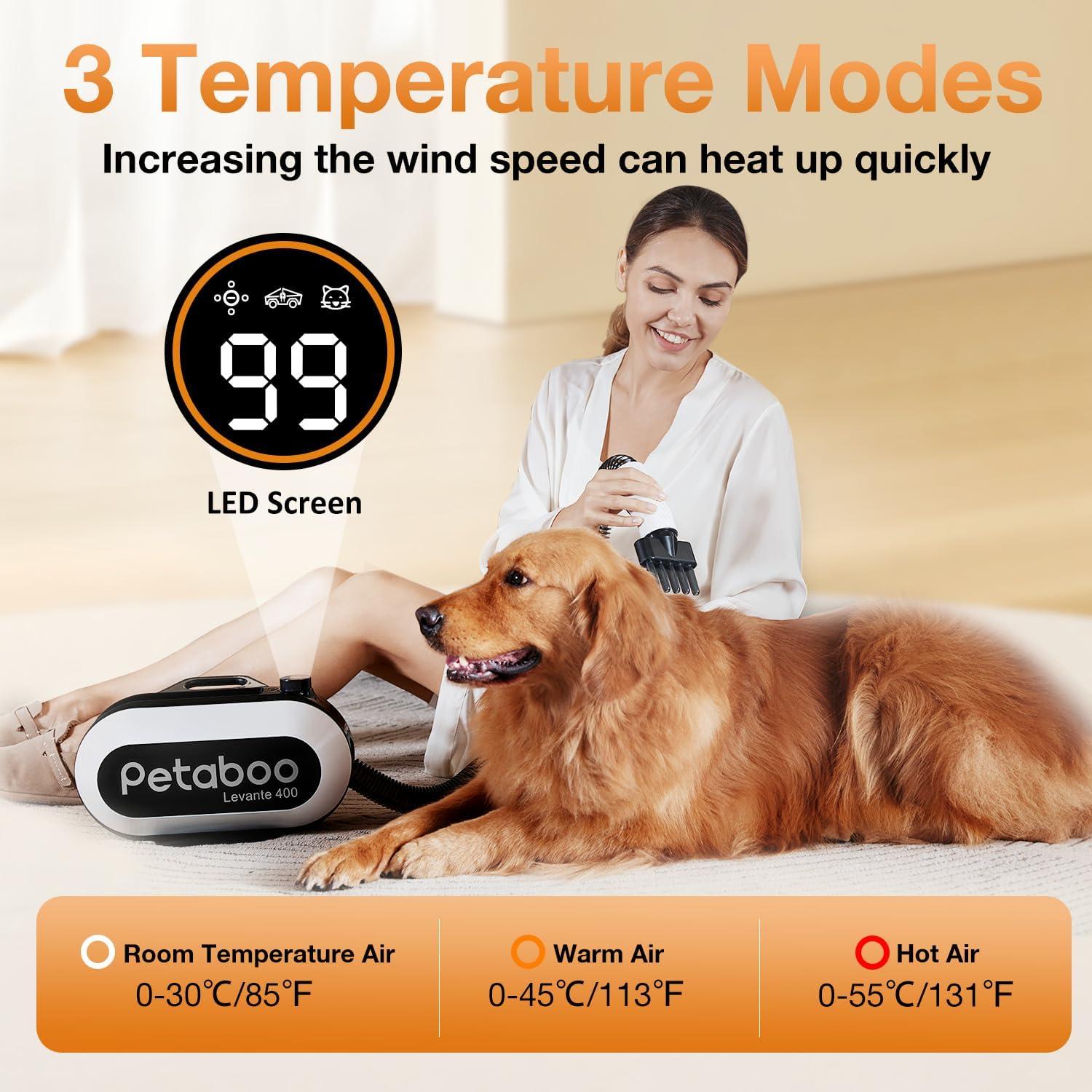 Secador de Pelo para Perros Petaboo L400, 3 Temperaturas, Bajo Ruido