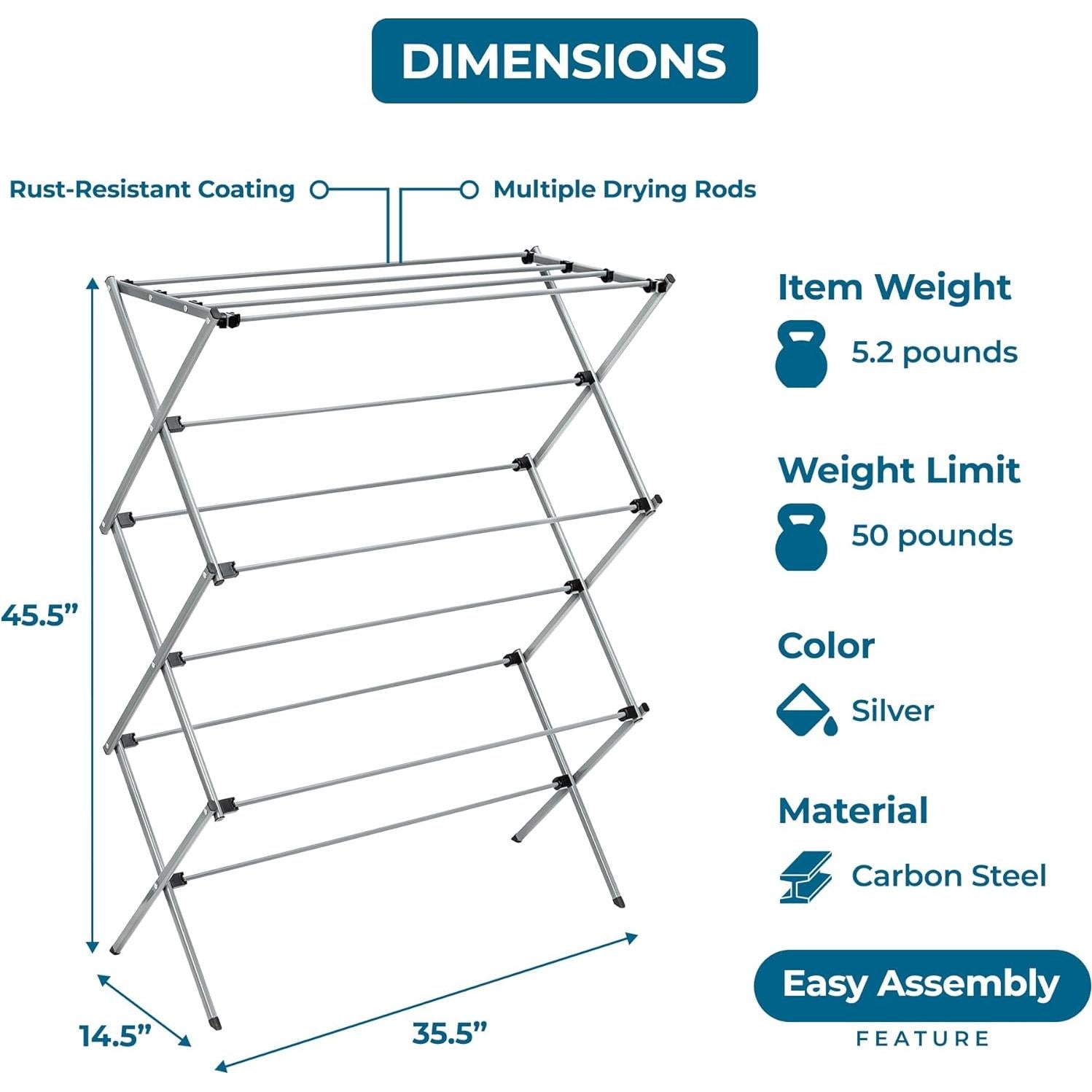Estante Plegable para Secar Ropa Honey-Can-Do, Acero, 22.68 kg