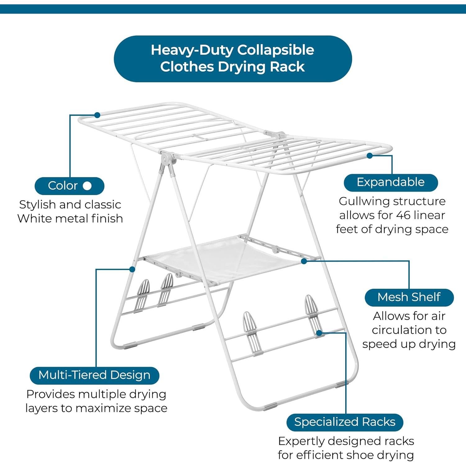 Estante de Secado Plegable Honey-Can-Do 22.68 kg Blanco