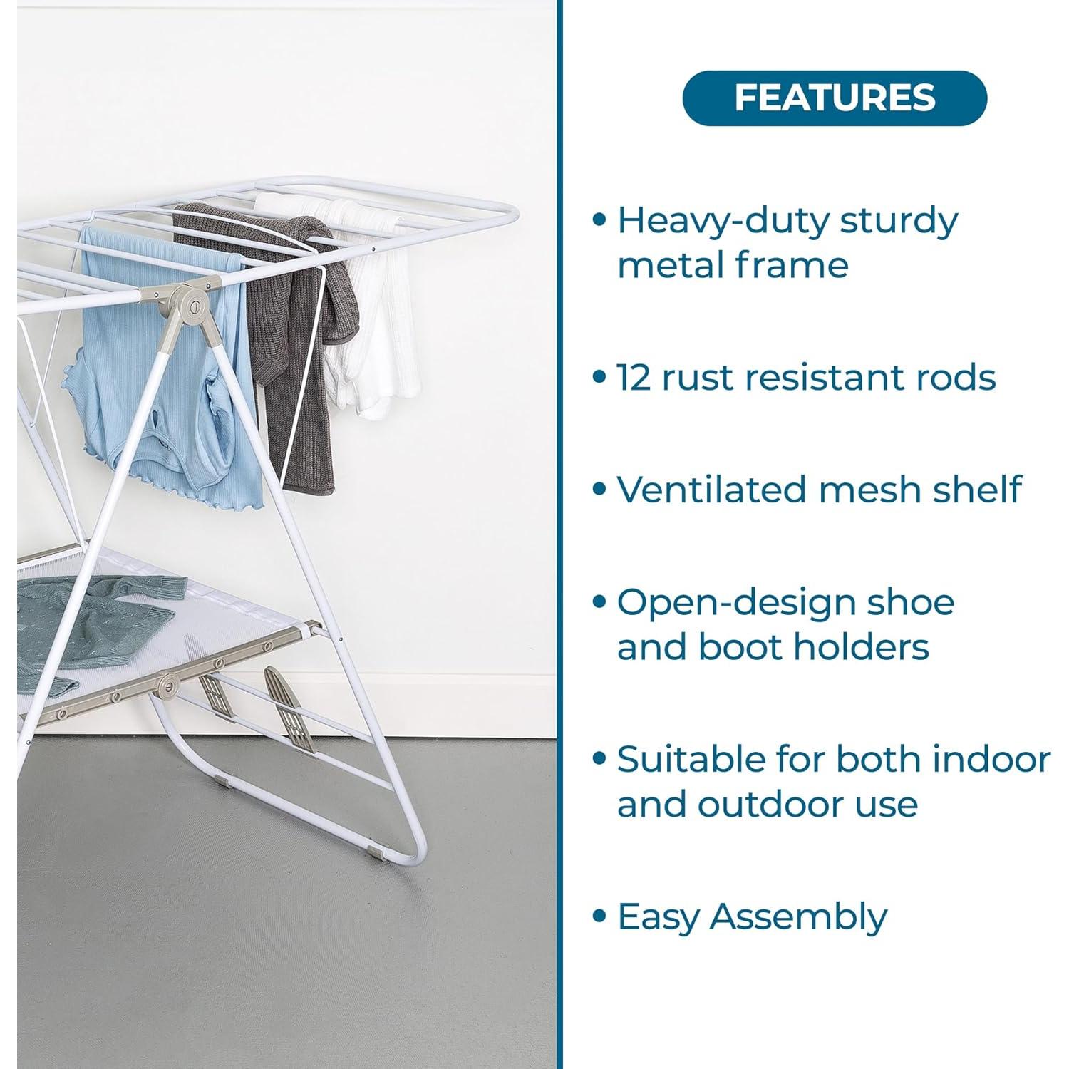 Estante de Secado Plegable Honey-Can-Do 22.68 kg Blanco