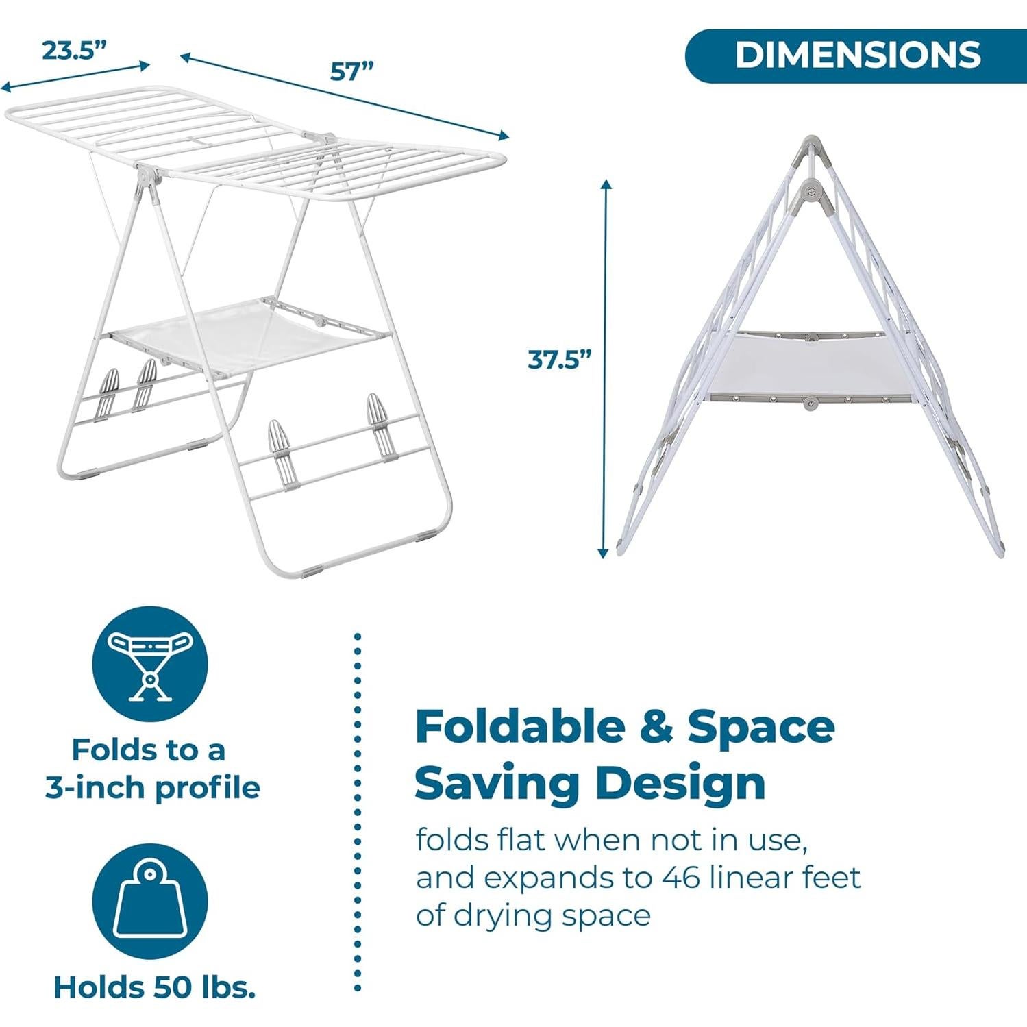 Estante de Secado Plegable Honey-Can-Do 22.68 kg Blanco