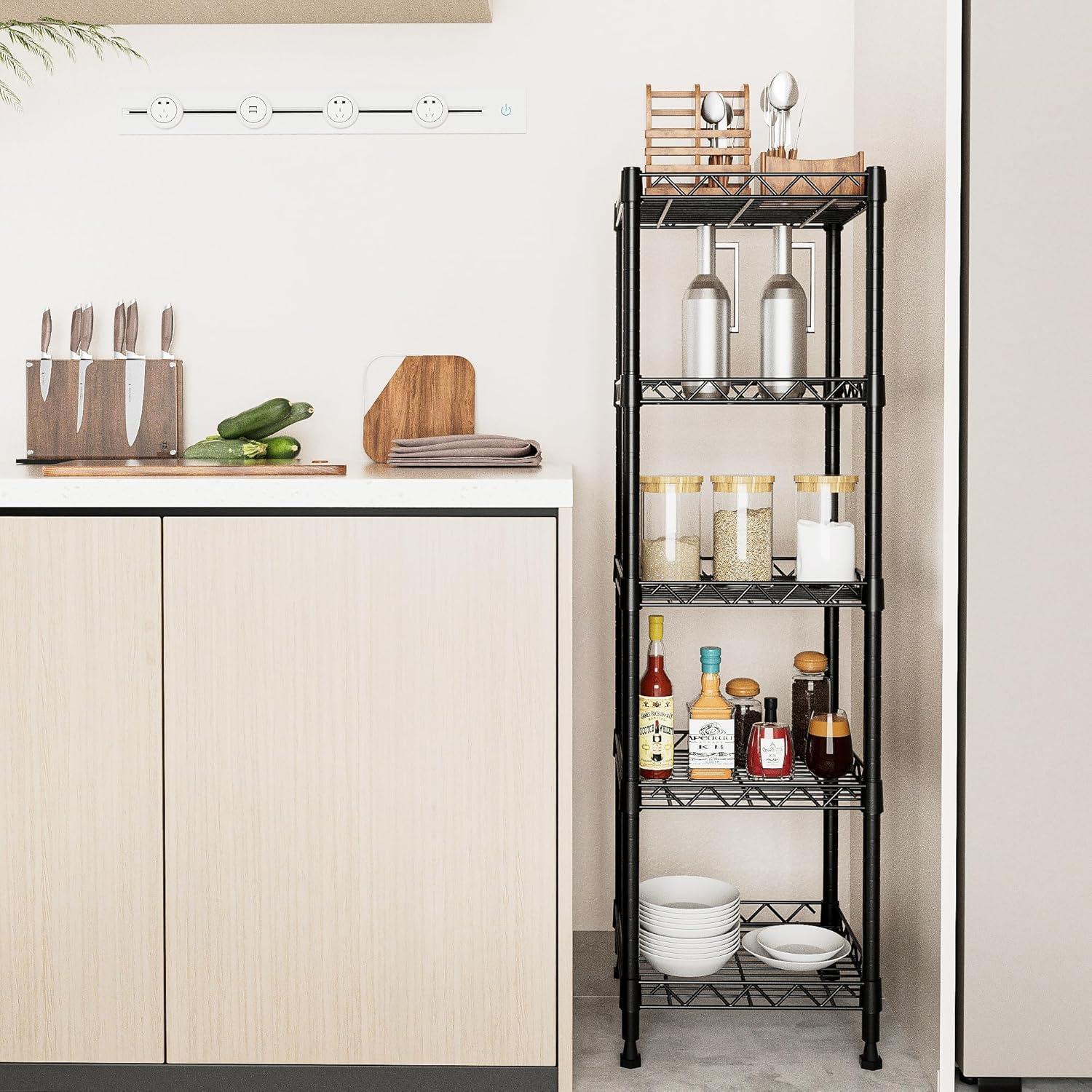 Estante de Metal GIOTORENT 5 Niveles Ajustable Negro