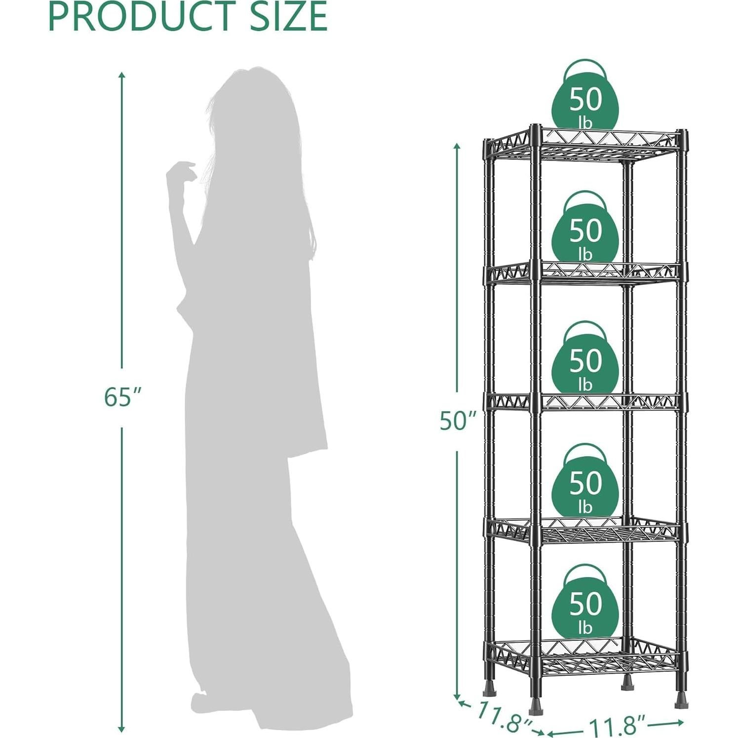 Estante de Metal GIOTORENT 5 Niveles Ajustable Negro