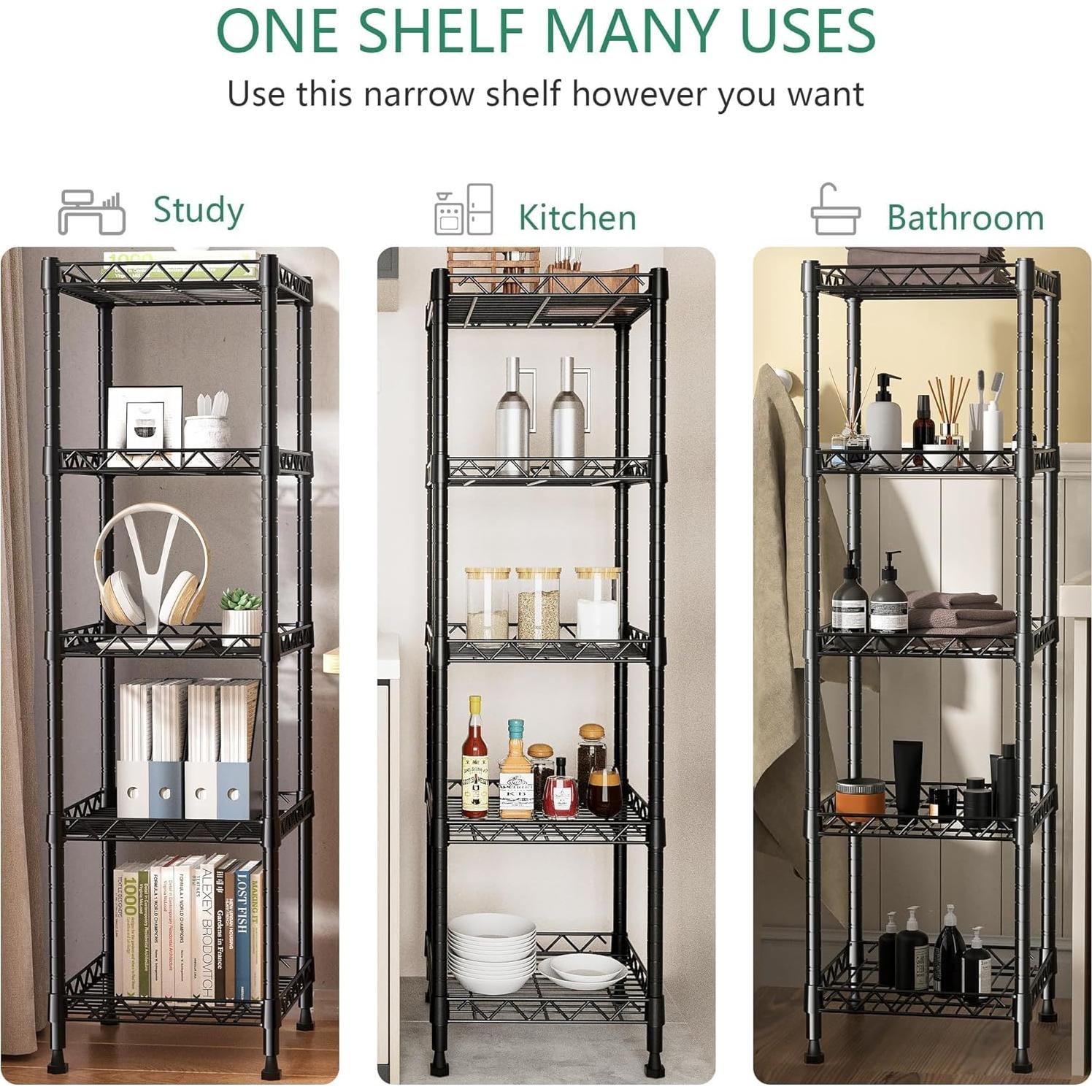 Estante de Metal GIOTORENT 5 Niveles Ajustable Negro