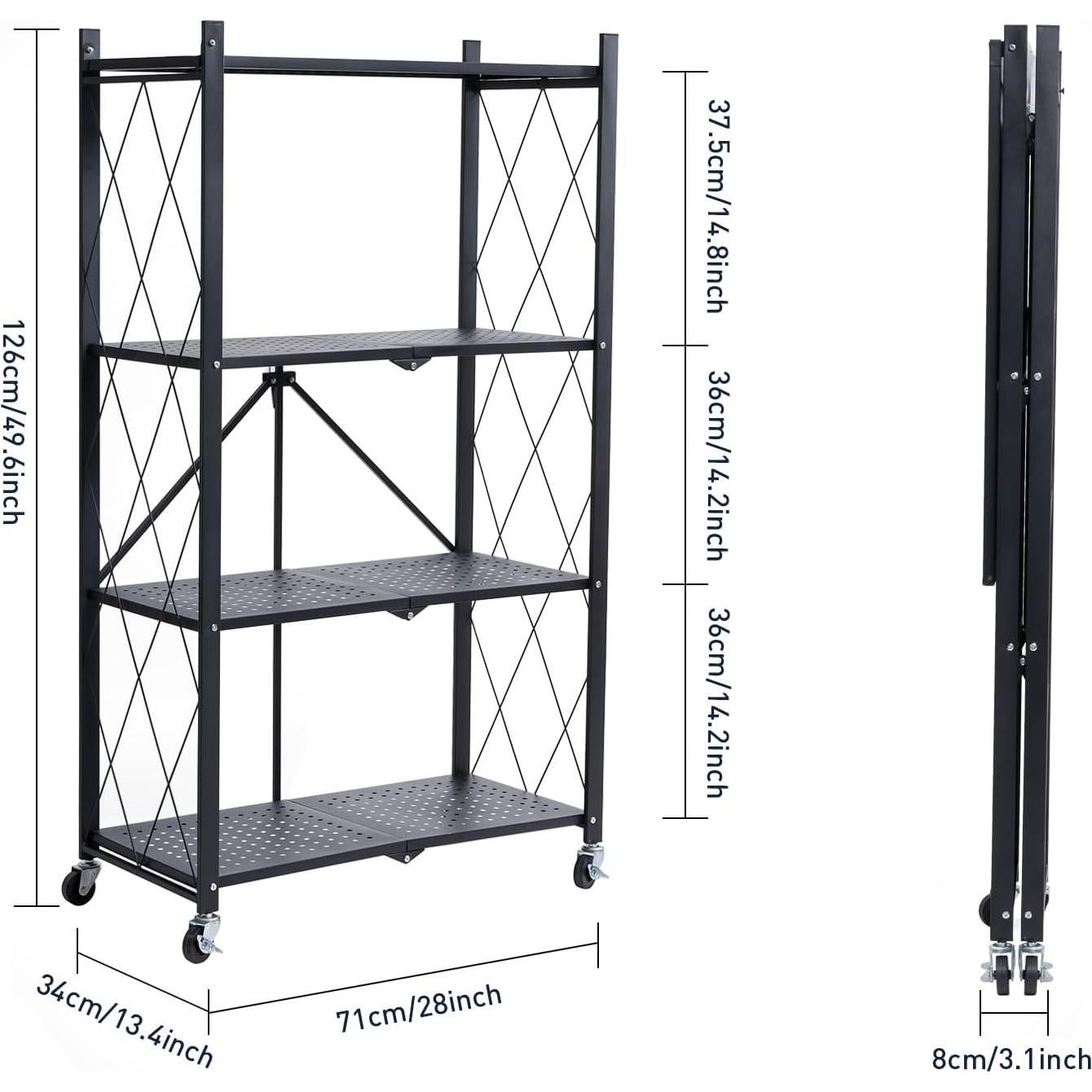 Estantería Plegable BRIAN & DANY 4 Niveles con Ruedas 108kg