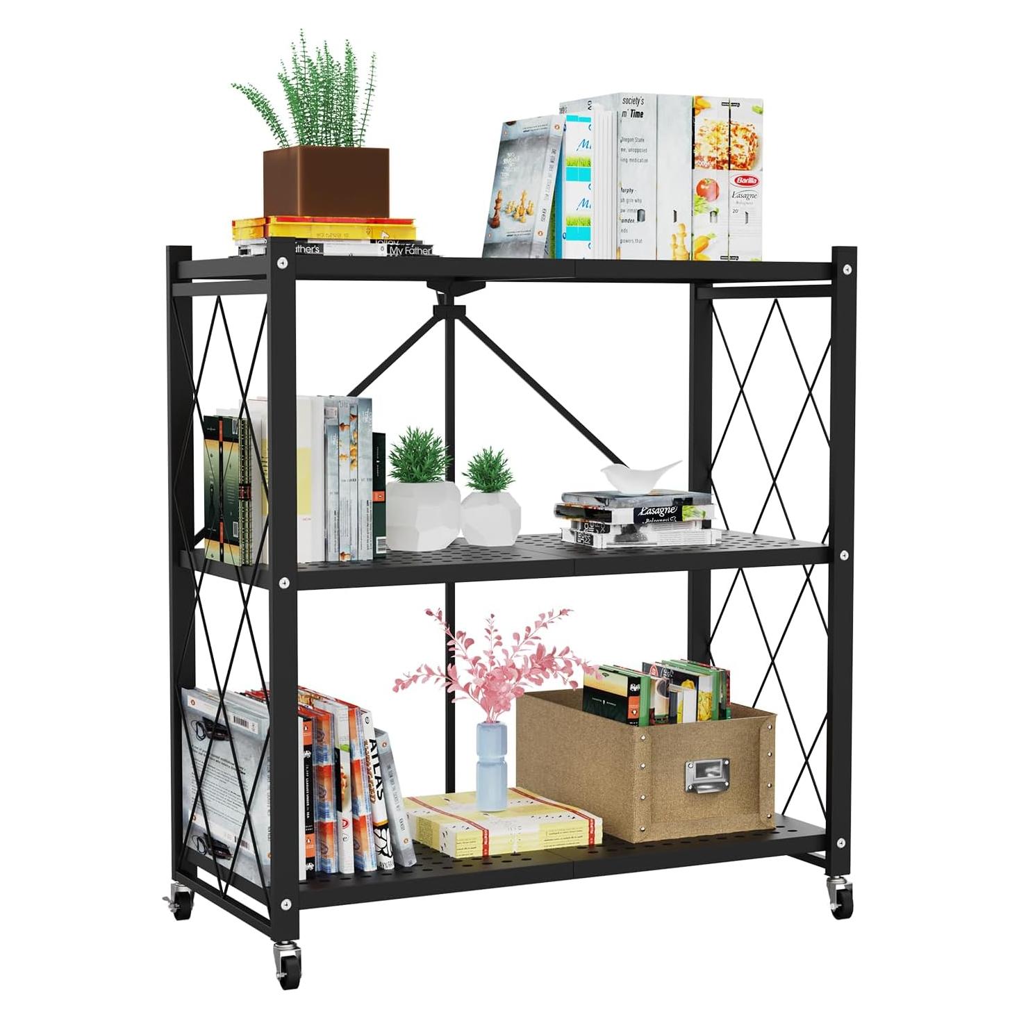 Estante Plegable 3 Niveles Lifetime Home Negro 40.82 kg