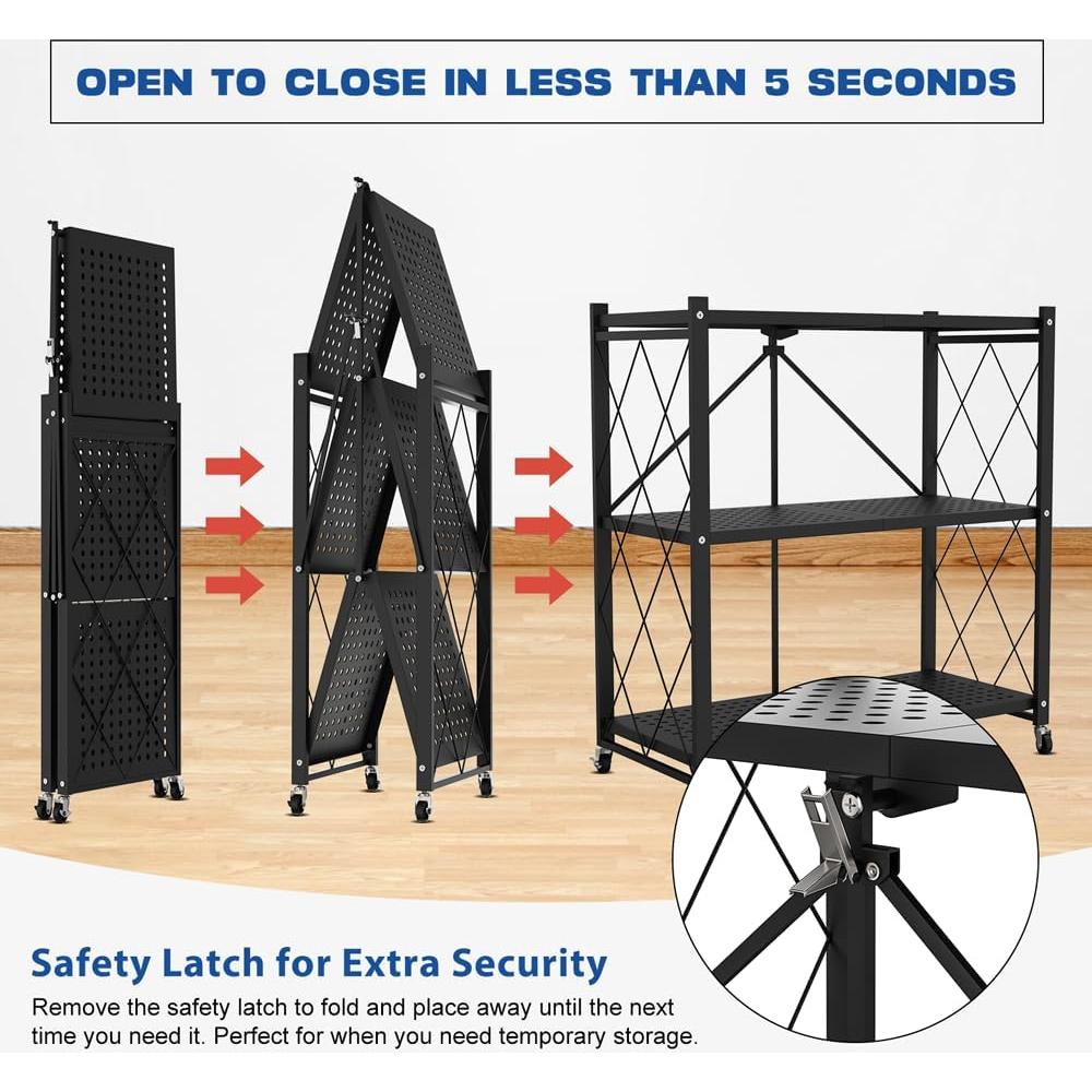 Estante Plegable 3 Niveles Lifetime Home Negro 40.82 kg