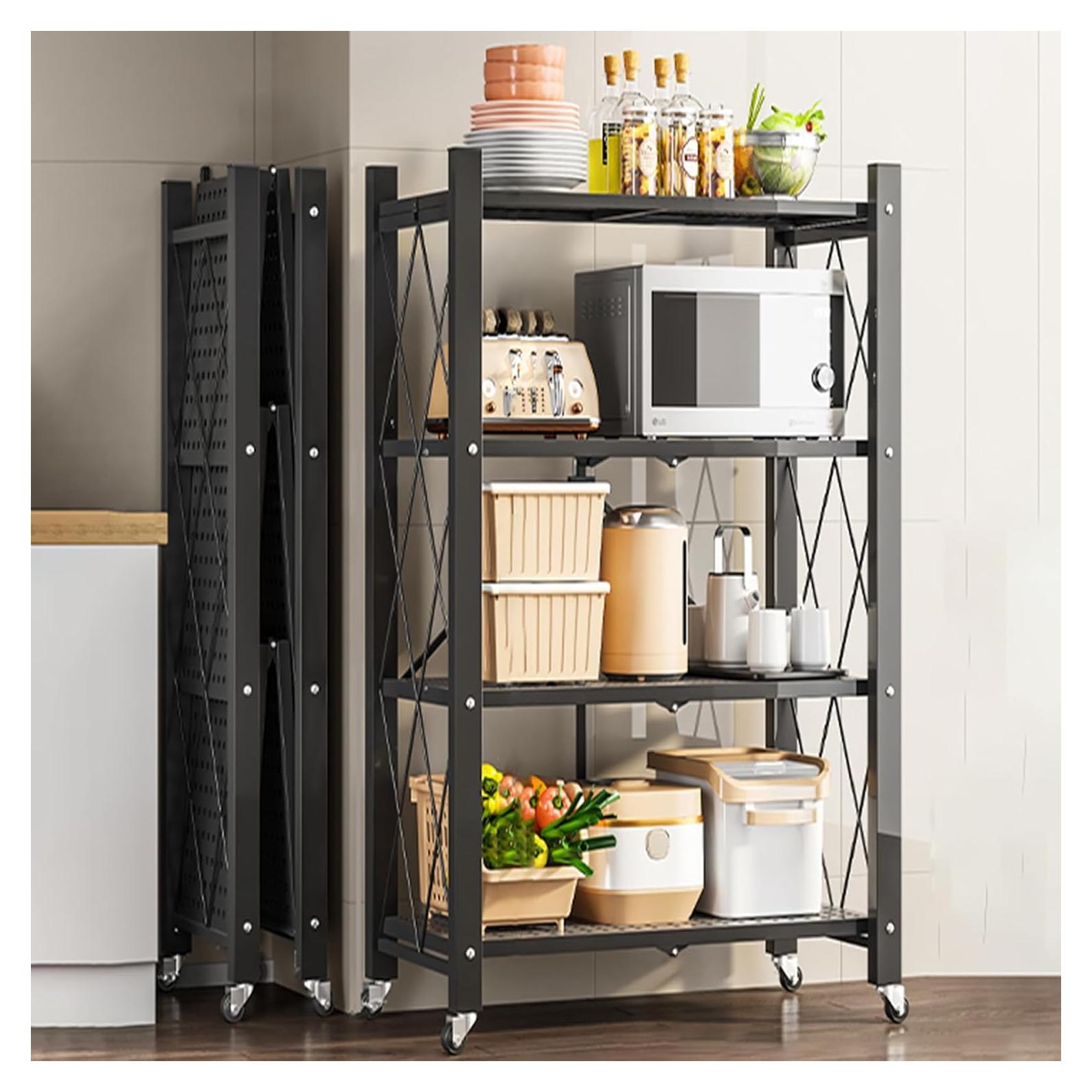 Estantería Plegable Joybos de 4 Estantes con Ruedas 120 cm