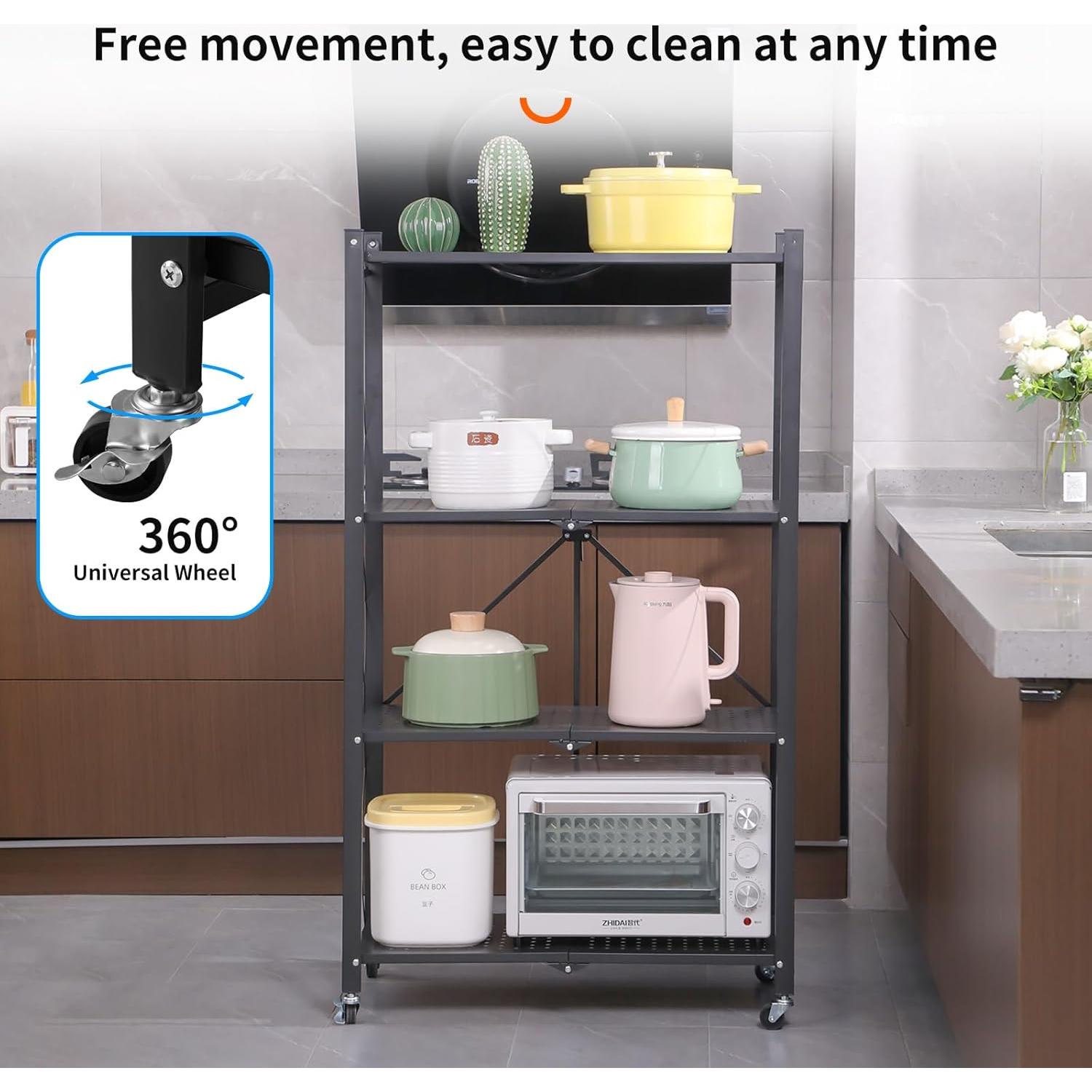 Estantería Plegable Joybos de 4 Estantes con Ruedas 120 cm