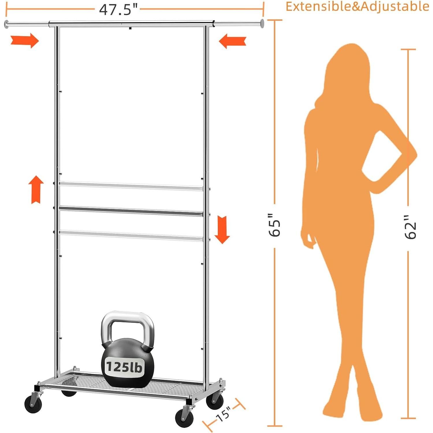 Soporte de Ropa Simple Trending Cromo Extensible 77-120 cm