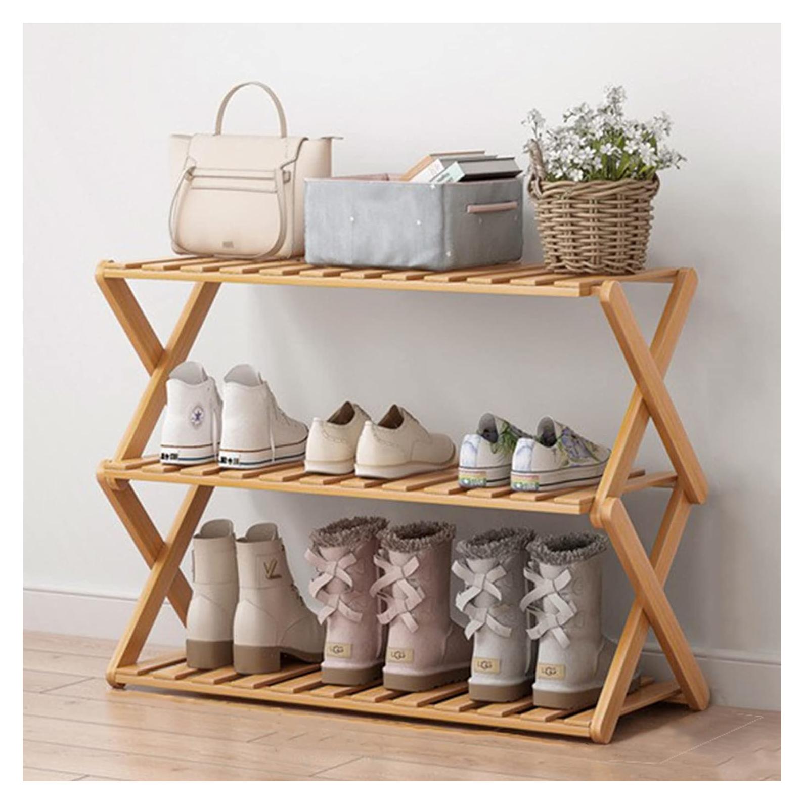 Estante para zapatos plegable Glsety 3 niveles 50x46 cm