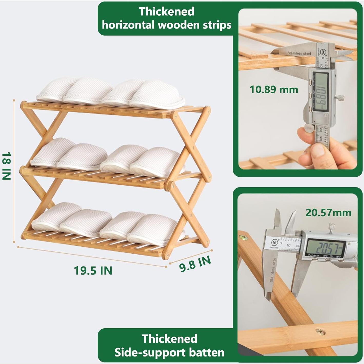 Estante para zapatos plegable Glsety 3 niveles 50x46 cm