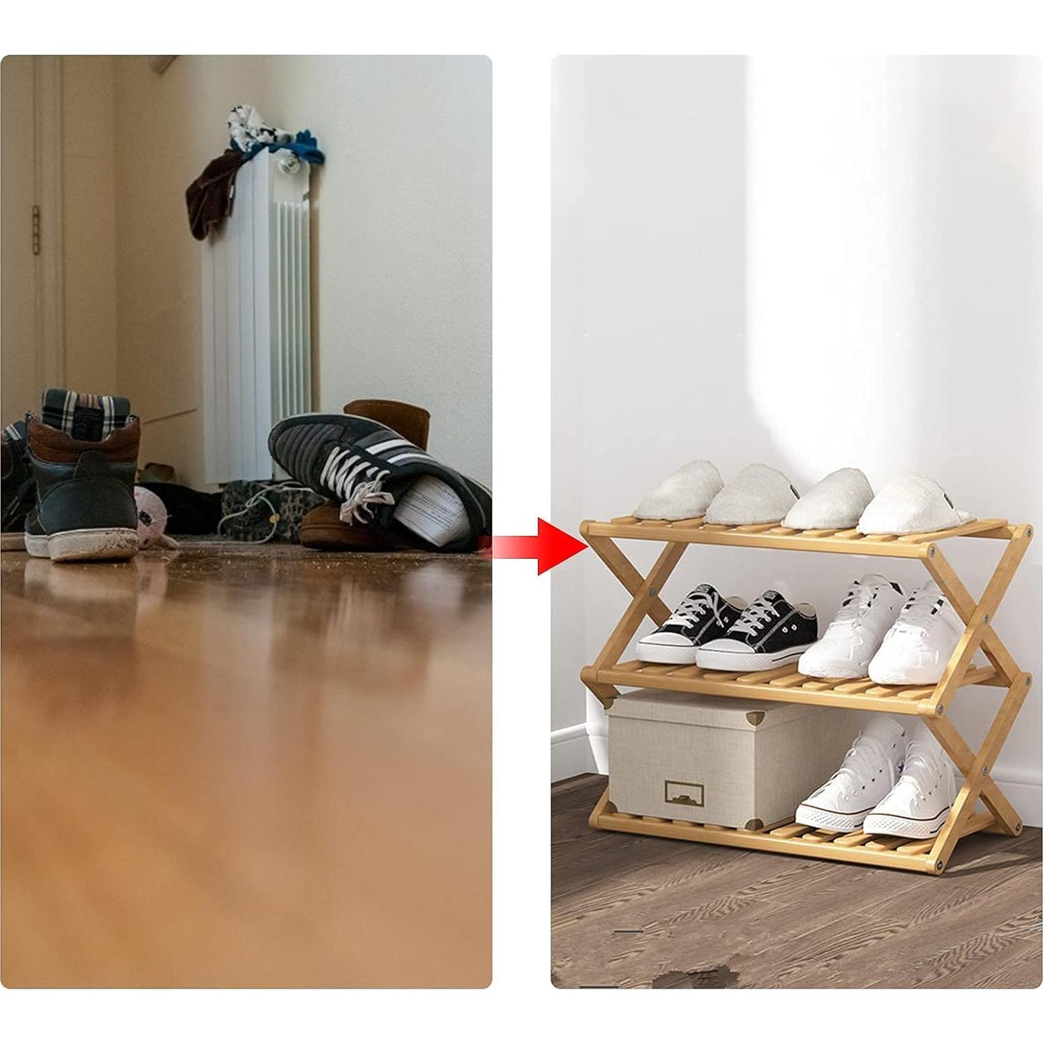 Estante para zapatos plegable Glsety 3 niveles 50x46 cm