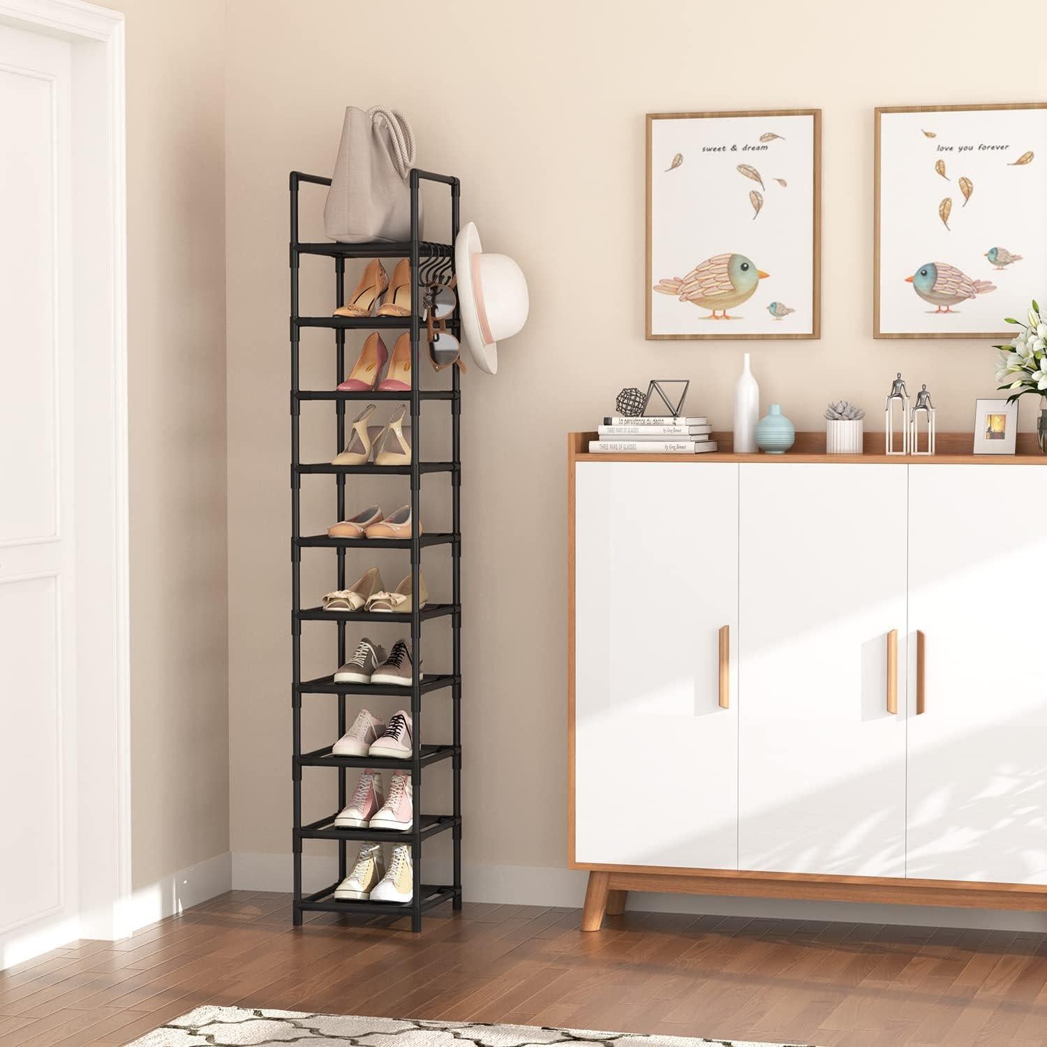 Estante de Zapatos LANTEFUL 10 Niveles Metal Negro