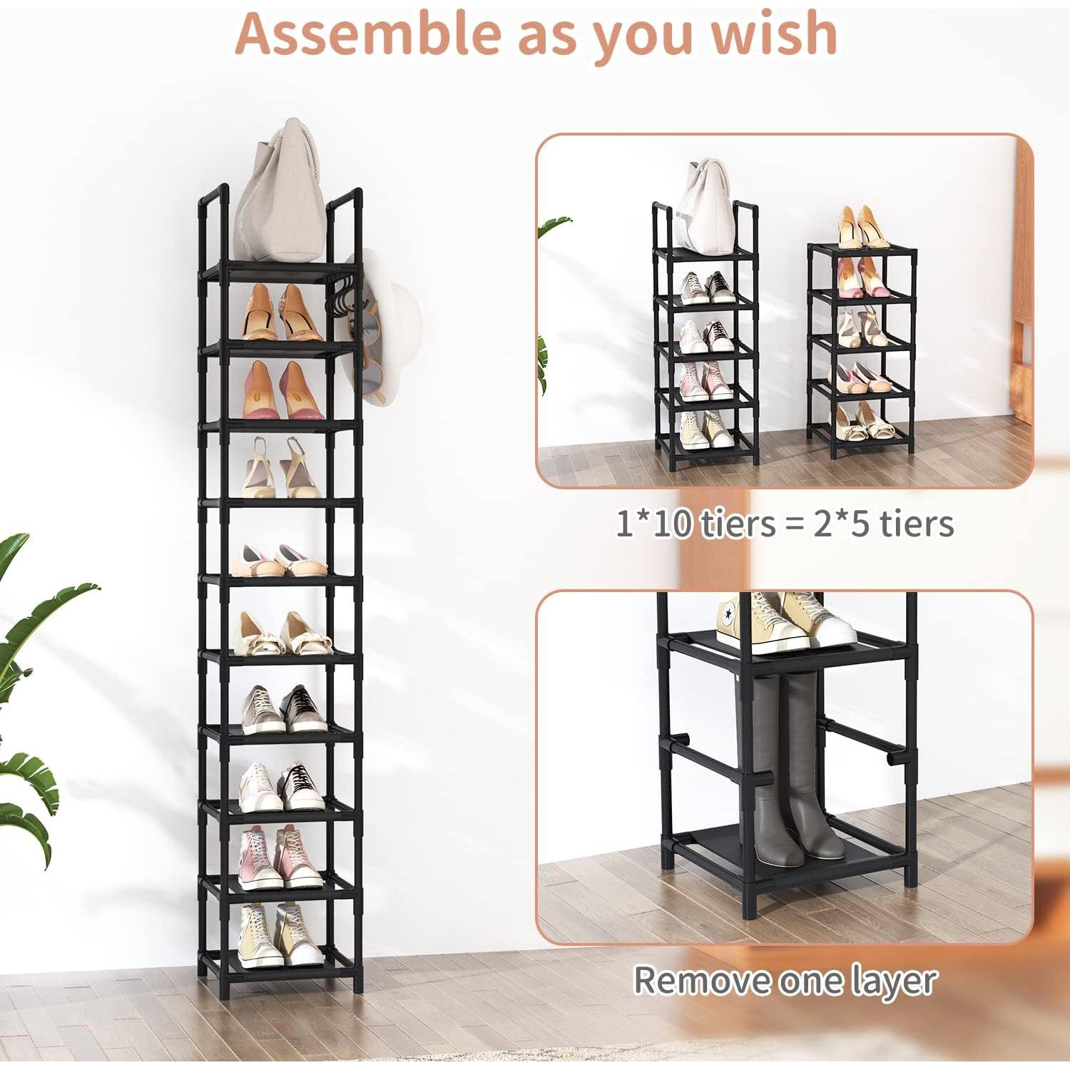 Estante de Zapatos LANTEFUL 10 Niveles Metal Negro