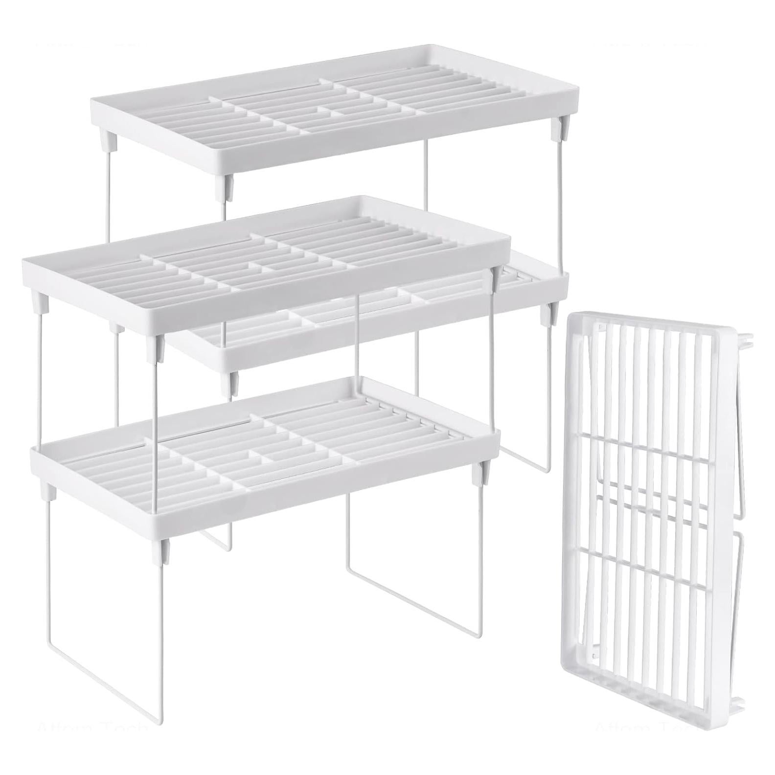 Estante de Almacenamiento Apilable NiHome 4 Piezas Blanco