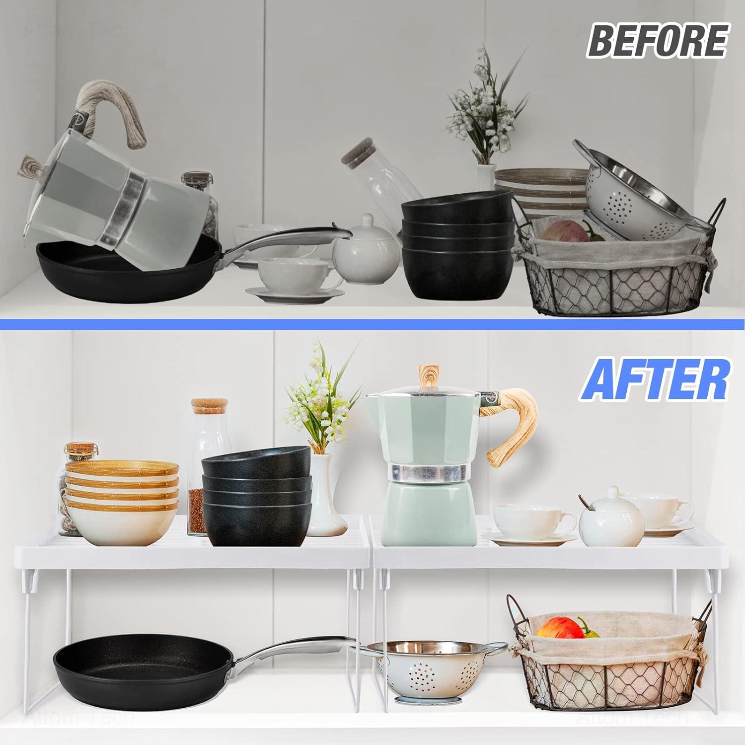 Estante de Almacenamiento Apilable NiHome 4 Piezas Blanco