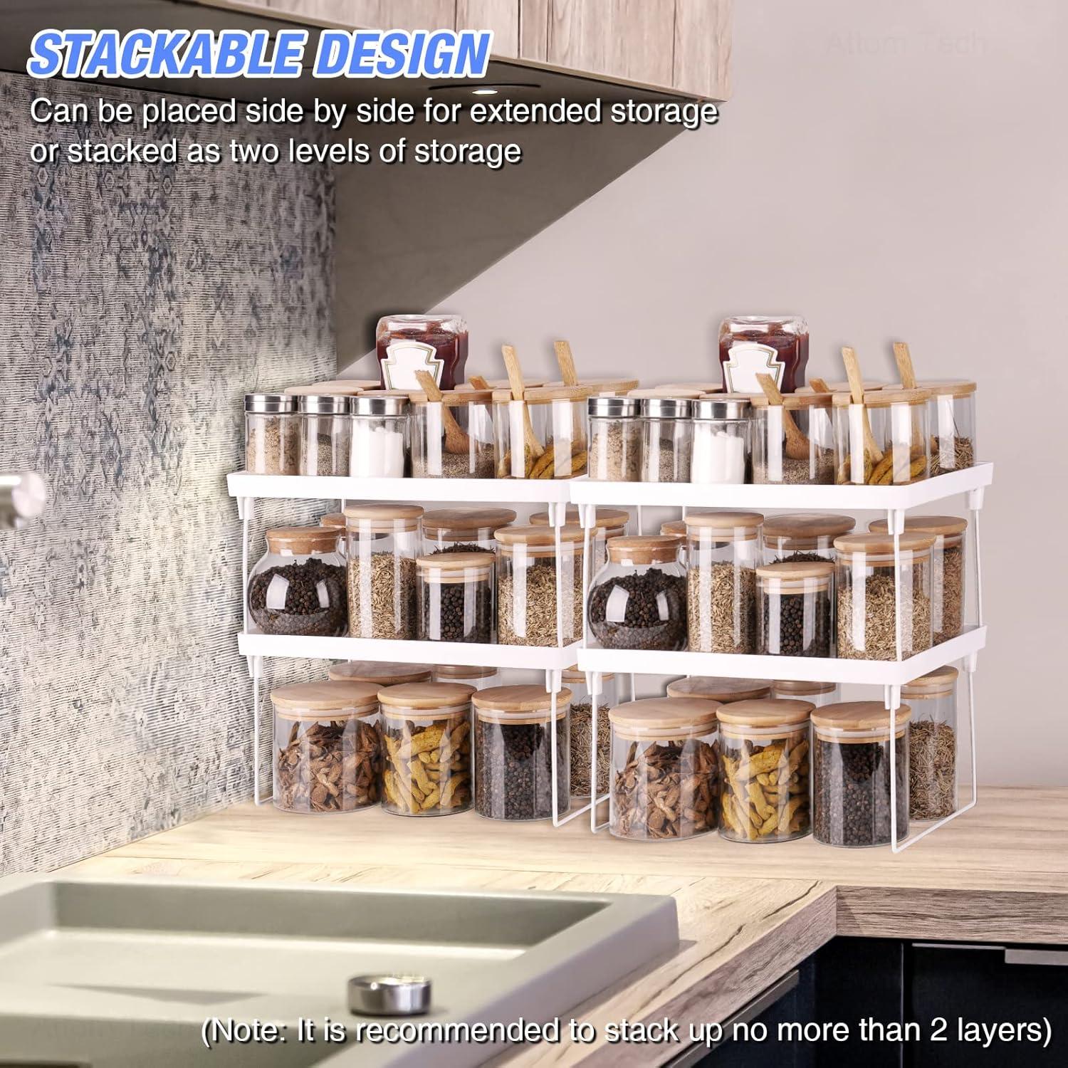 Estante de Almacenamiento Apilable NiHome 4 Piezas Blanco