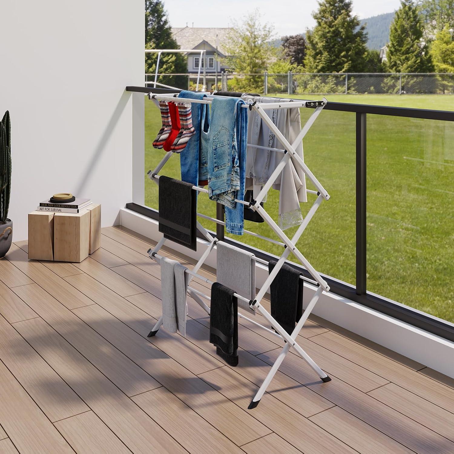 Estante Plegable para Secar Ropa Jophaiipy 2,08 kg Negro