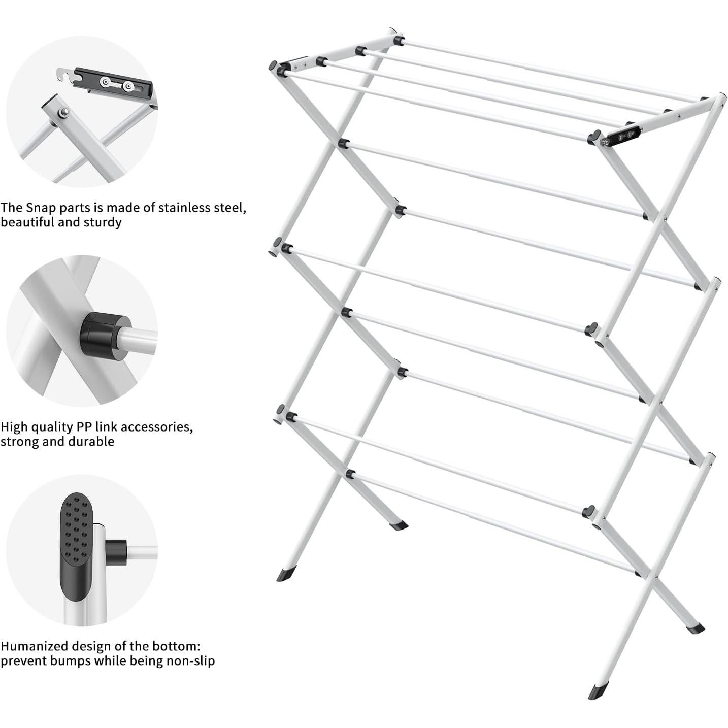 Estante Plegable para Secar Ropa Jophaiipy 2,08 kg Negro
