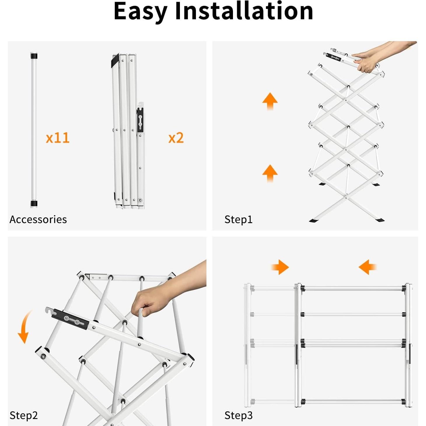 Estante Plegable para Secar Ropa Jophaiipy 2,08 kg Negro