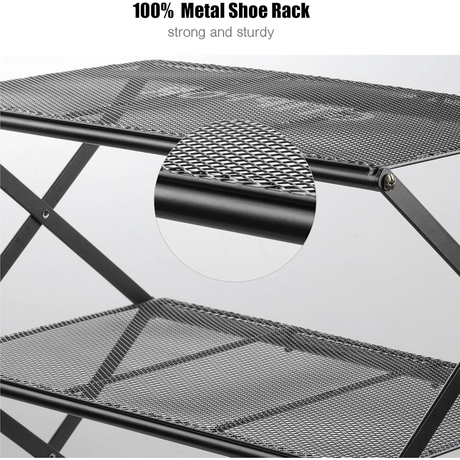 Estante para zapatos GTIPPOR 4 niveles negro plegable