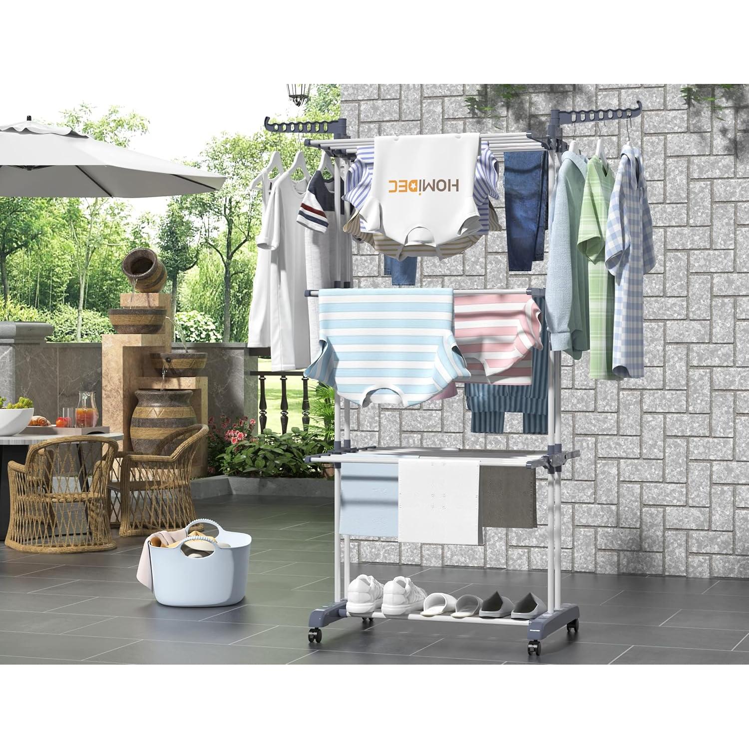 Estante Plegable para Secar Ropa HOMIDEC 4 Niveles 171 cm