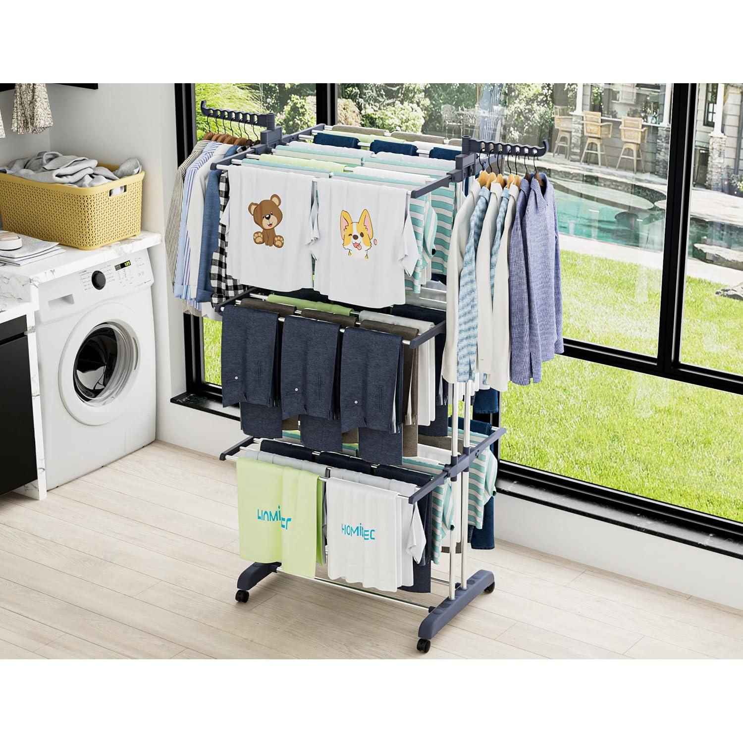 Estante Plegable para Secar Ropa HOMIDEC 4 Niveles 171 cm