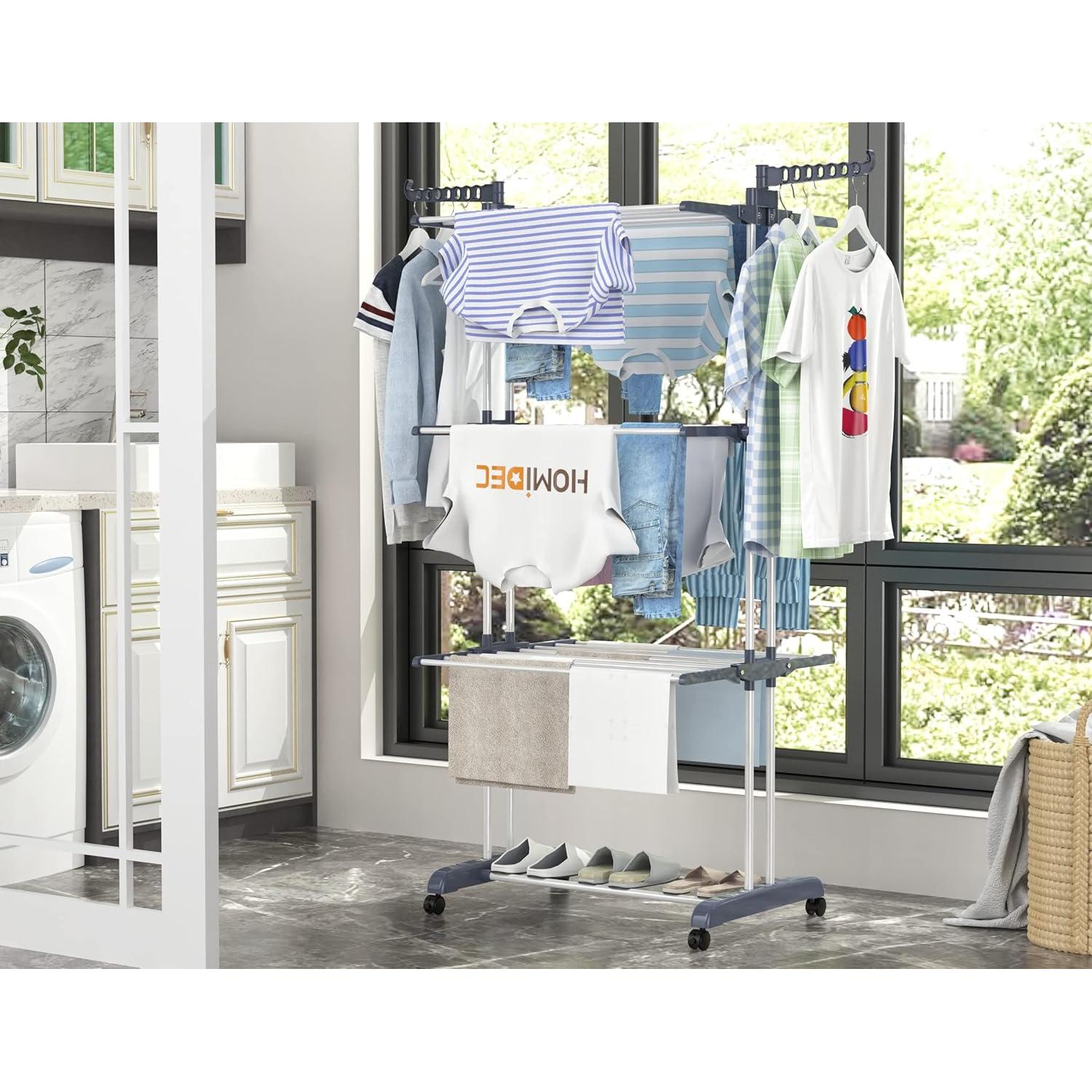 Estante Plegable para Secar Ropa HOMIDEC 4 Niveles 171 cm