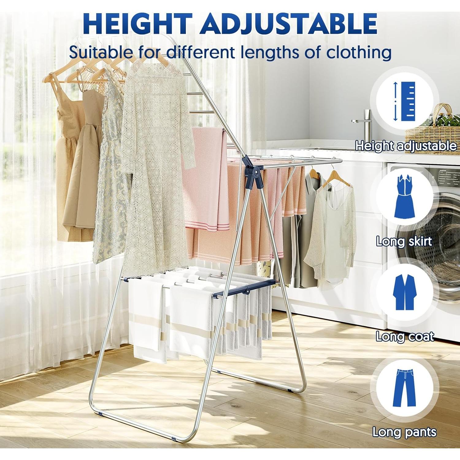 Perchero Plegable APEXCHASER Ajustable para Secar Ropa