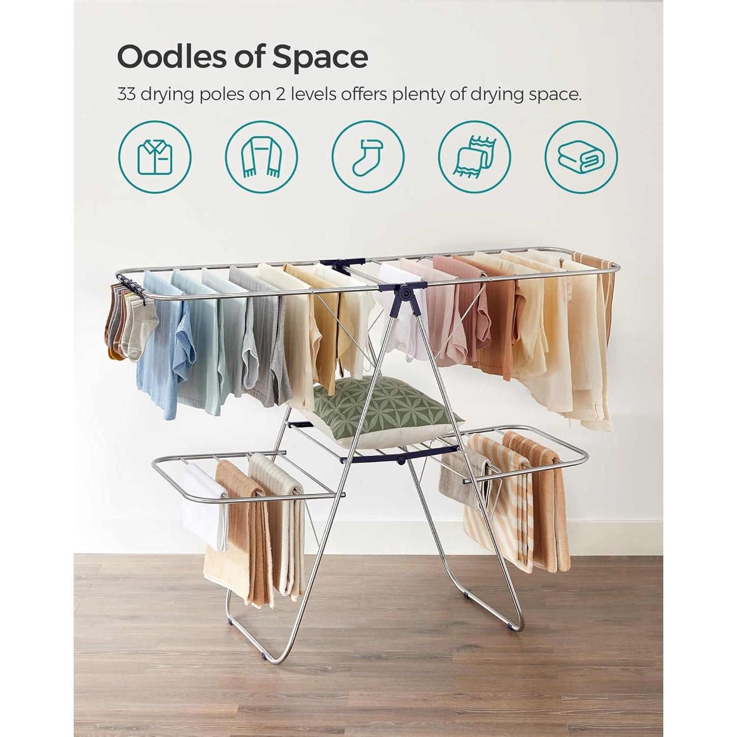 Estante Secar Ropa Plegable SONGMICS 2 Niveles 33 Varillas