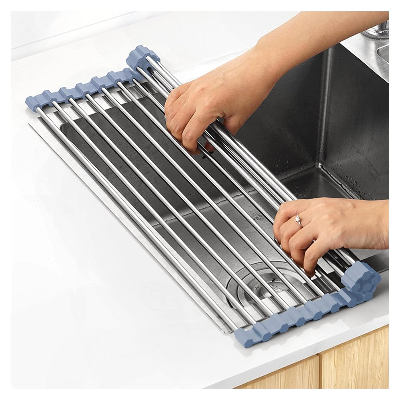 Escurridor de Platos Plegable MECHEER Acero Inoxidable Gris 44x30 cm