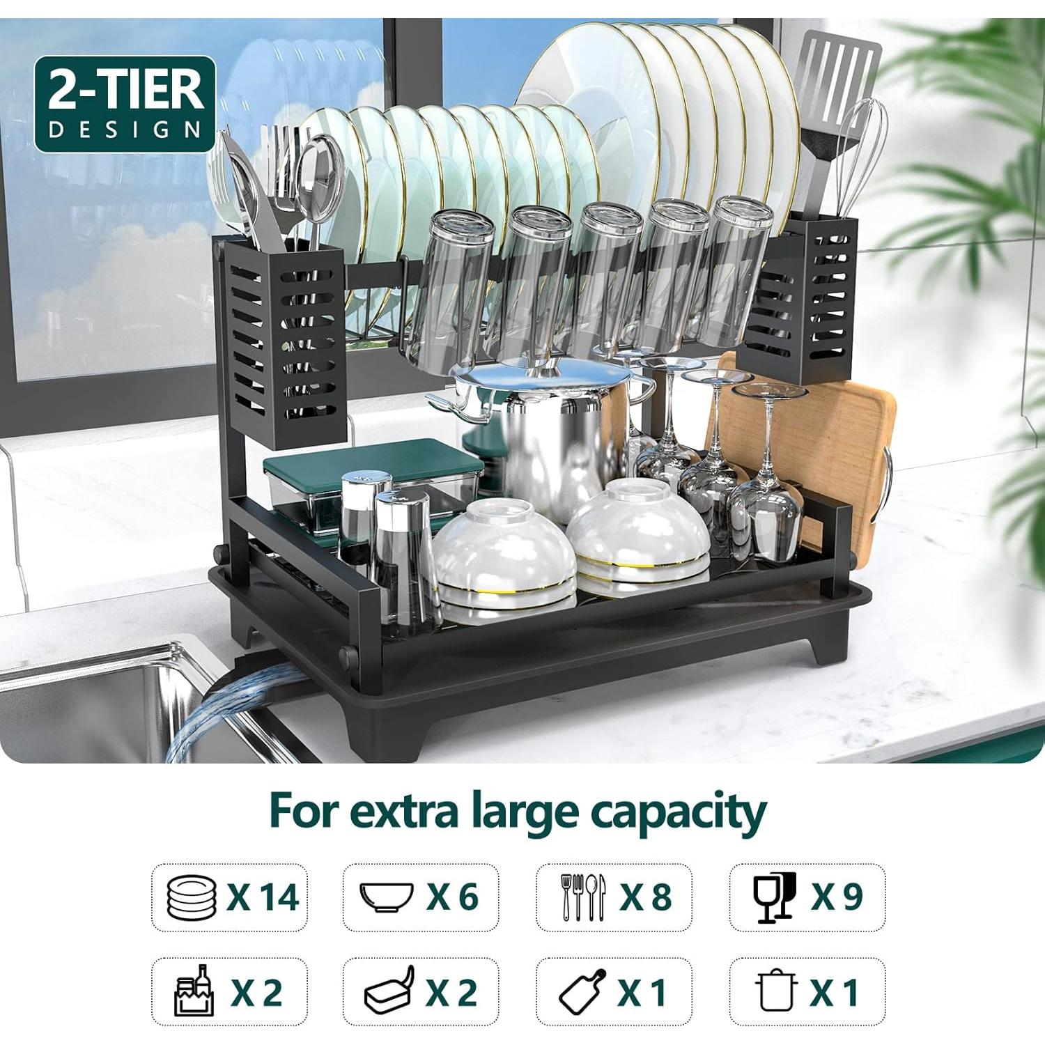 Estante Secar Platos B-Land 2 Niveles Drenaje Automático