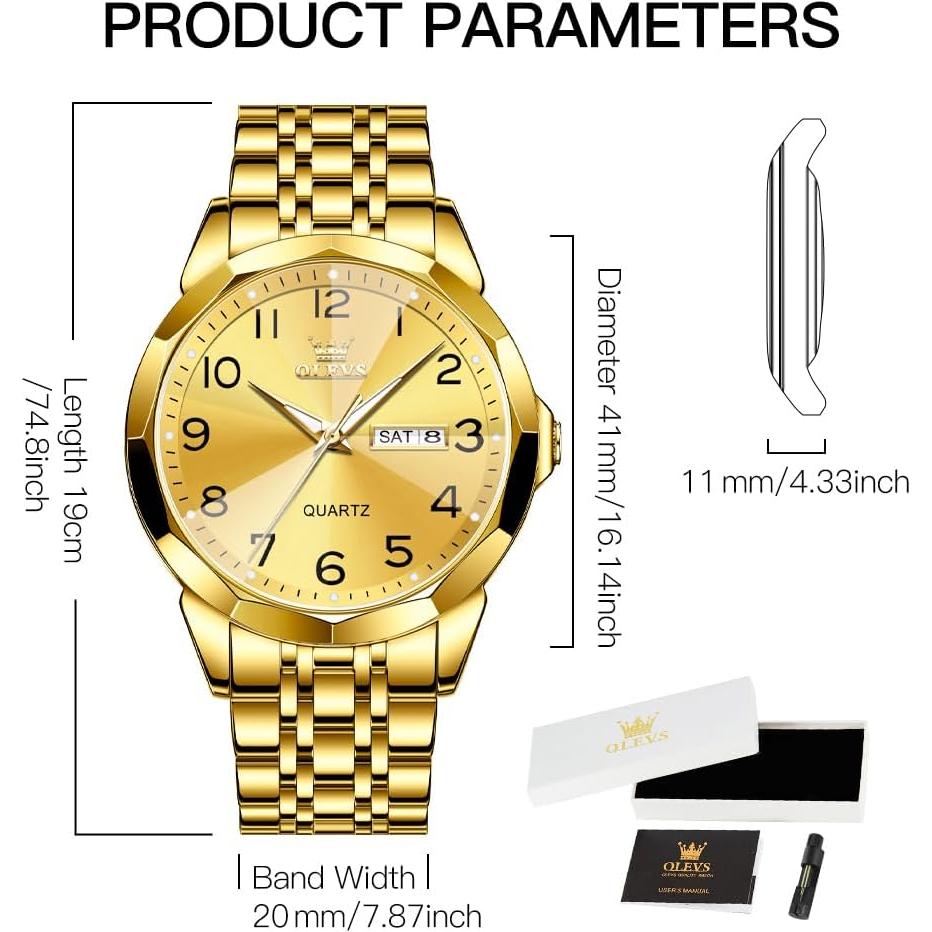 Reloj OLEVS Hombre Cuarzo Lujo Acero Inoxidable 41mm