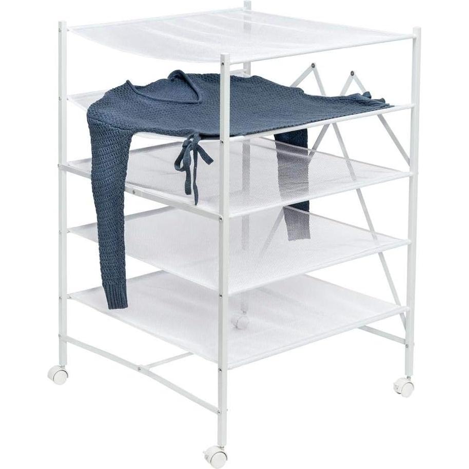 Honey-Can-Do 5-Tier Mesh Laundry Drying Rack – Soft Nylon for Sweaters, Delicates & Fine Washables – Foldable and Easy to Store