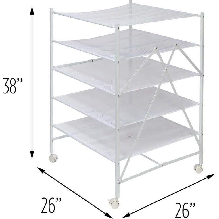 Honey-Can-Do 5-Tier Mesh Laundry Drying Rack – Soft Nylon for Sweaters, Delicates & Fine Washables – Foldable and Easy to Store
