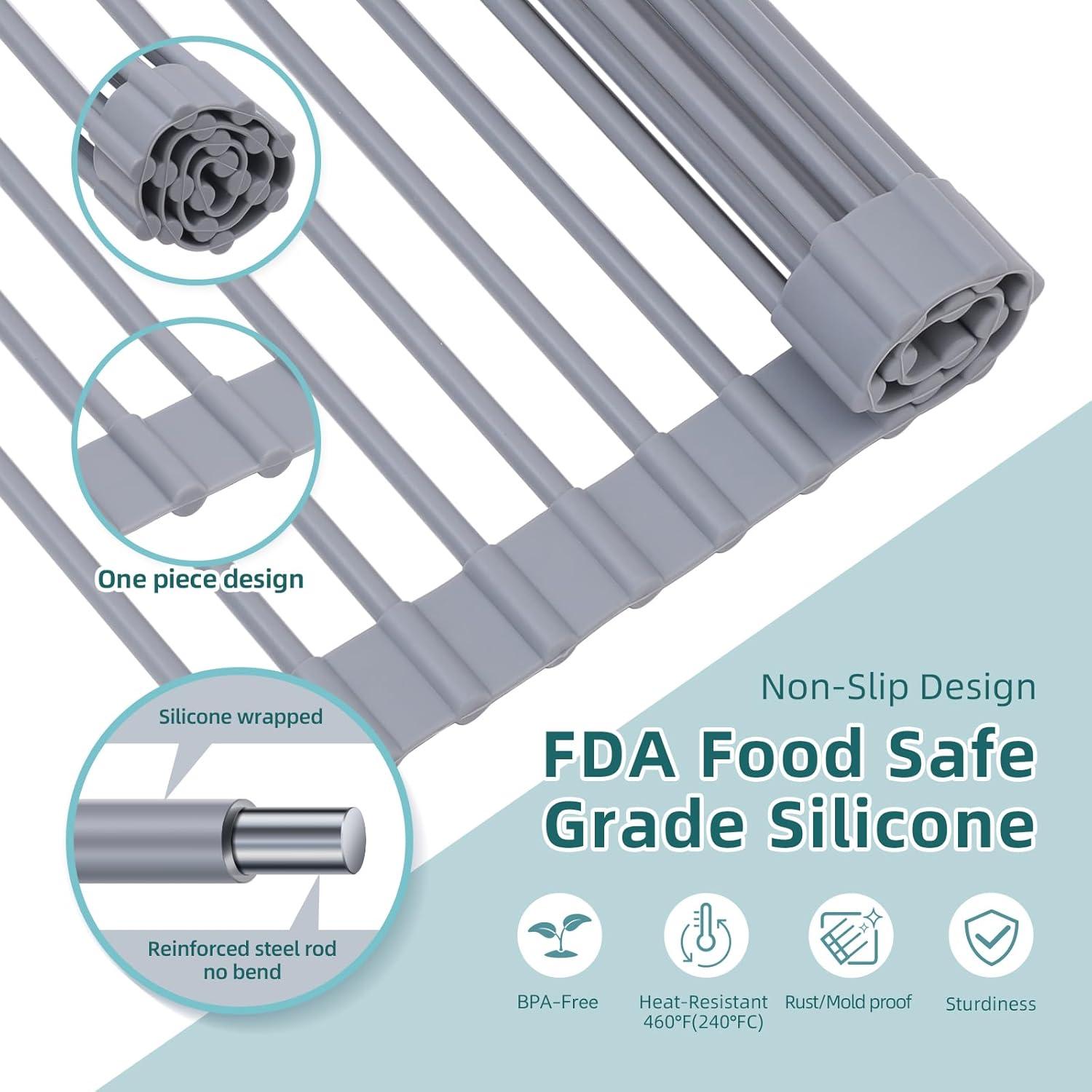 Estante de Secado de Platos Ohuhu 44.7x39.1cm Enrollable